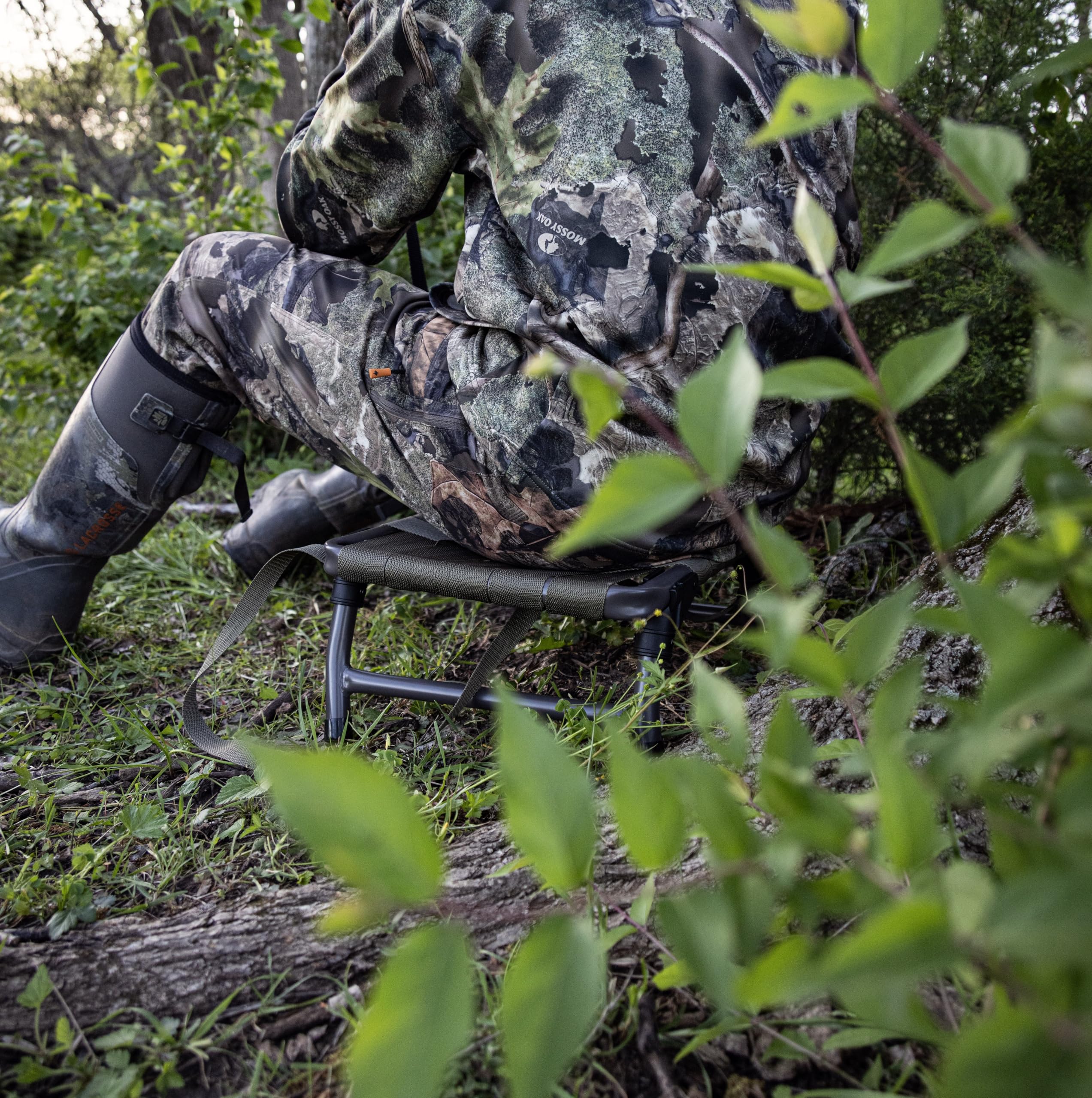 Strut Seat HUNTERS SPECIALTIES with Folding Legs & 2 " Nylon Webbed Seat | Durable Compact Portable Easy to Carry Collapsible Turkey Hunting Chair
