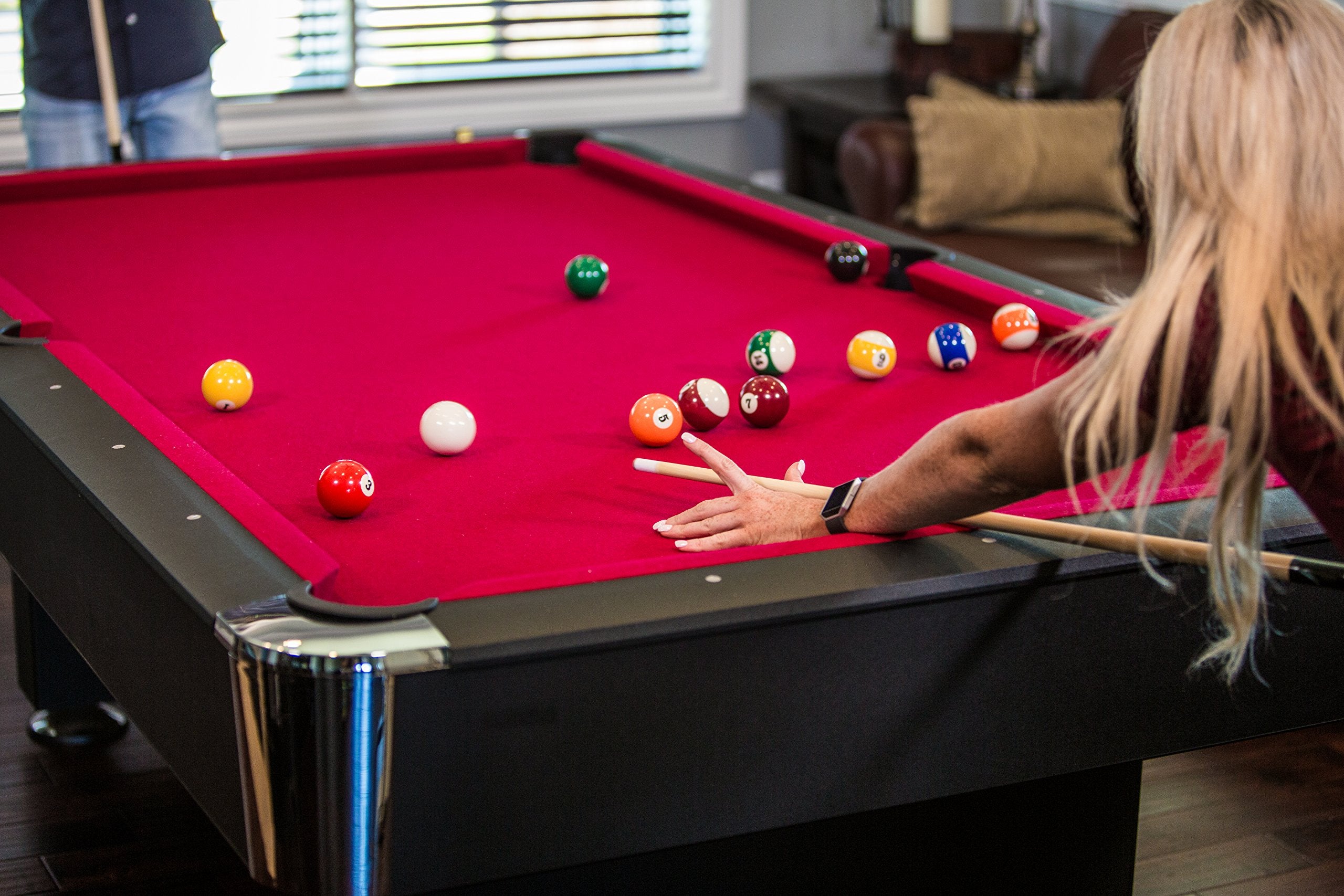 Donovan II Mizerak 8' Billiard Table with 2 Cues, Set of Billiard Balls, Triangle Brush and 2 Chalk