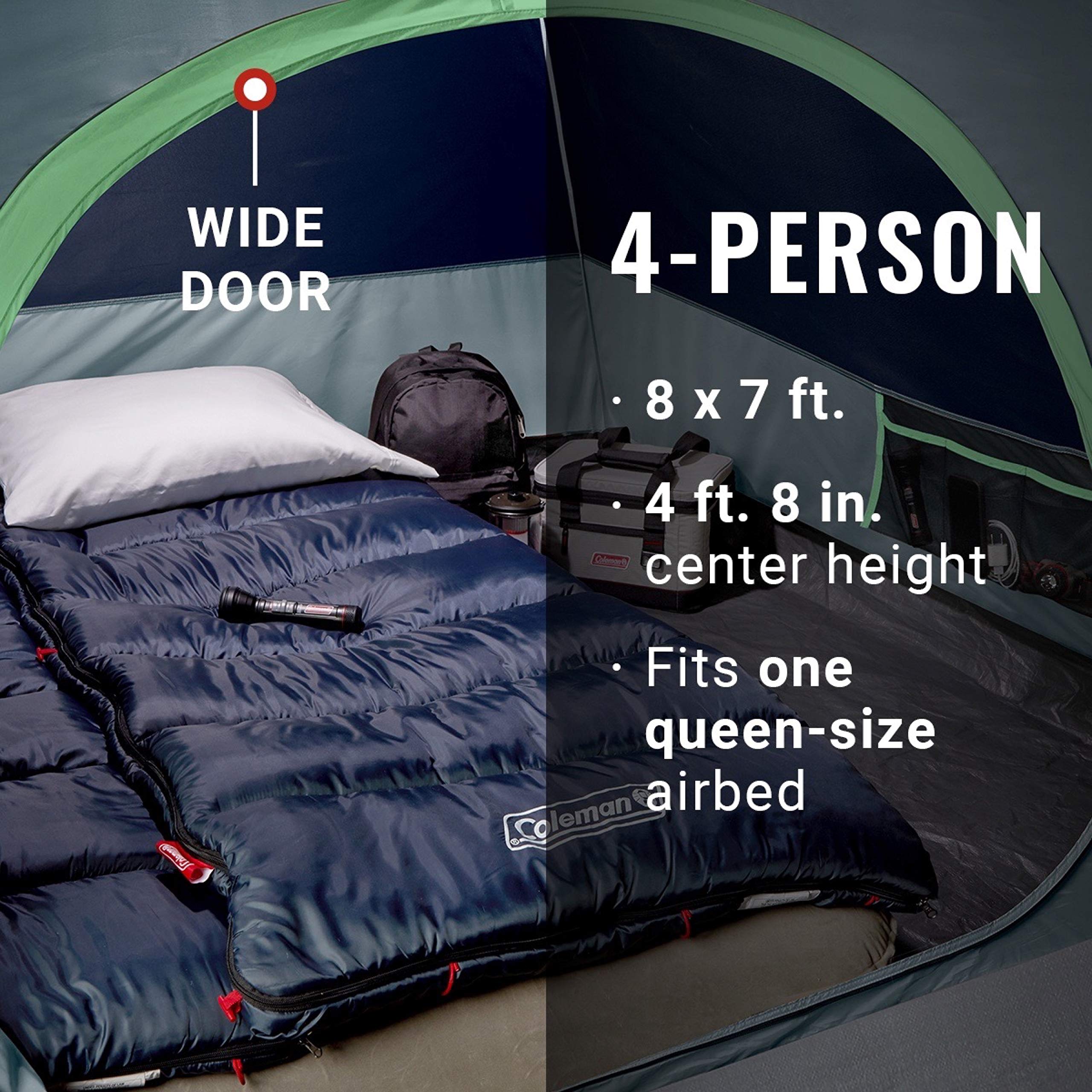 Skydome Coleman Camping Tent with 5 Minute Setup, 2/4/6/8 Person Weatherproof Tent with Rainfly & Carry Bag, 20% More Headroom Than Traditional Canopies
