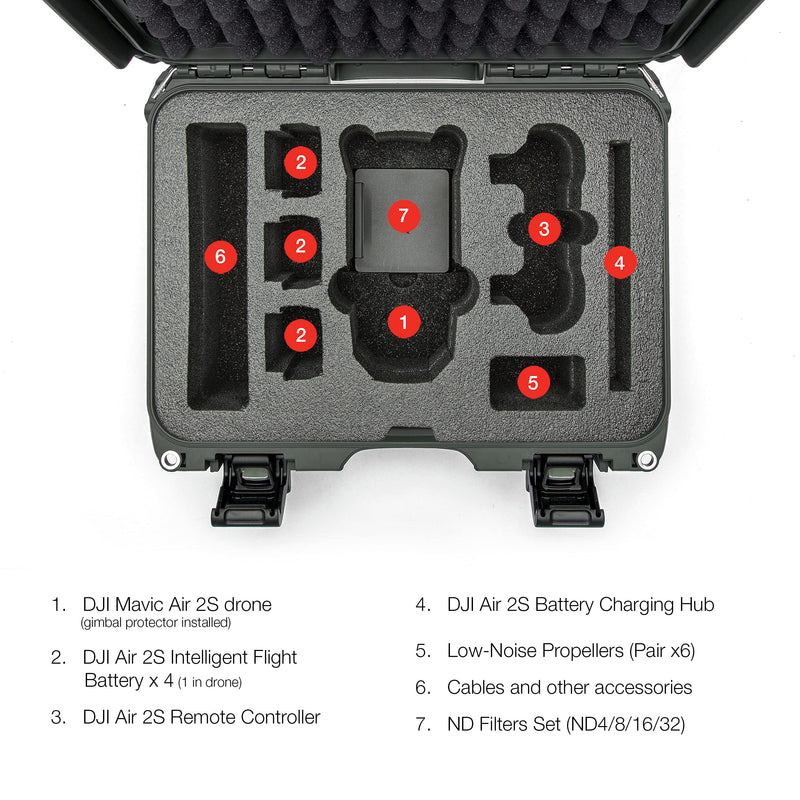 Waterproof Nanuk 915-MAVIA2S6 Hard Case with Foam Insert for DJI Air 2S Fly More Combo - Olive