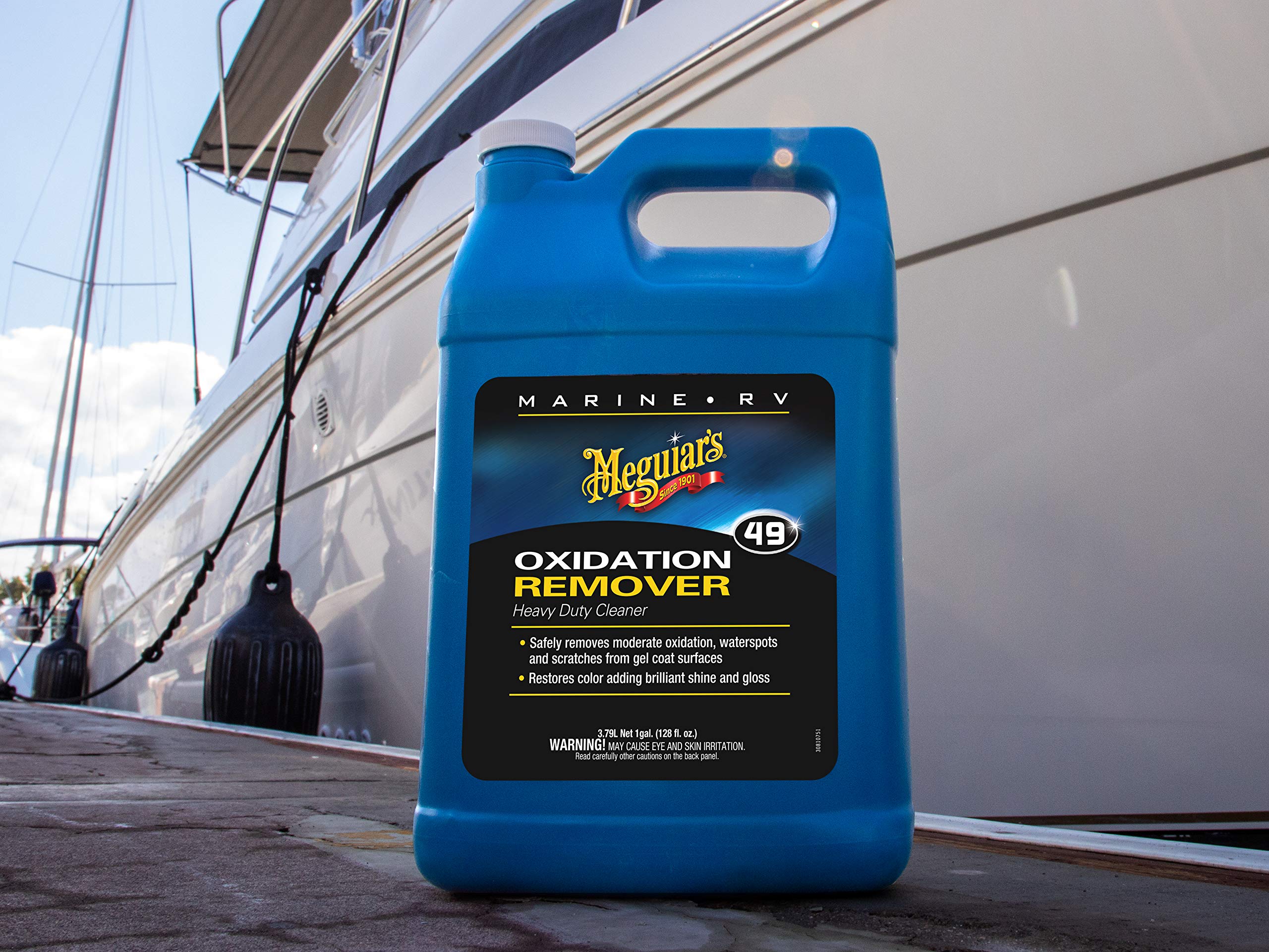 Marine/RV Meguiar's M4901 Heavy Duty Oxidation Remover, Water Spot, Stain, and Boat Scratch Remover for Vehicles with Gel Coat and Fiberglass Surfaces, 1 Gallon