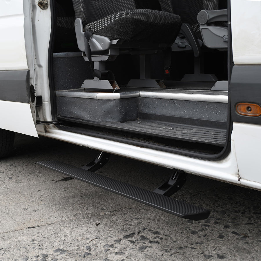 Volt Power RealTruck Running Boards for Mercedes-Benz Sprinter (2013-2018) 2500 | Aluminum, Textured Black | 20410125PC | Electric Powerstep & Retractable Steps