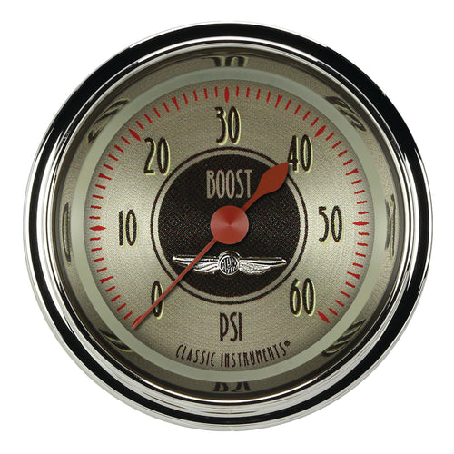 Classic Instruments All American AN143SHC Nickel 2 1/8" Boost Gauge 60 PSI Electric