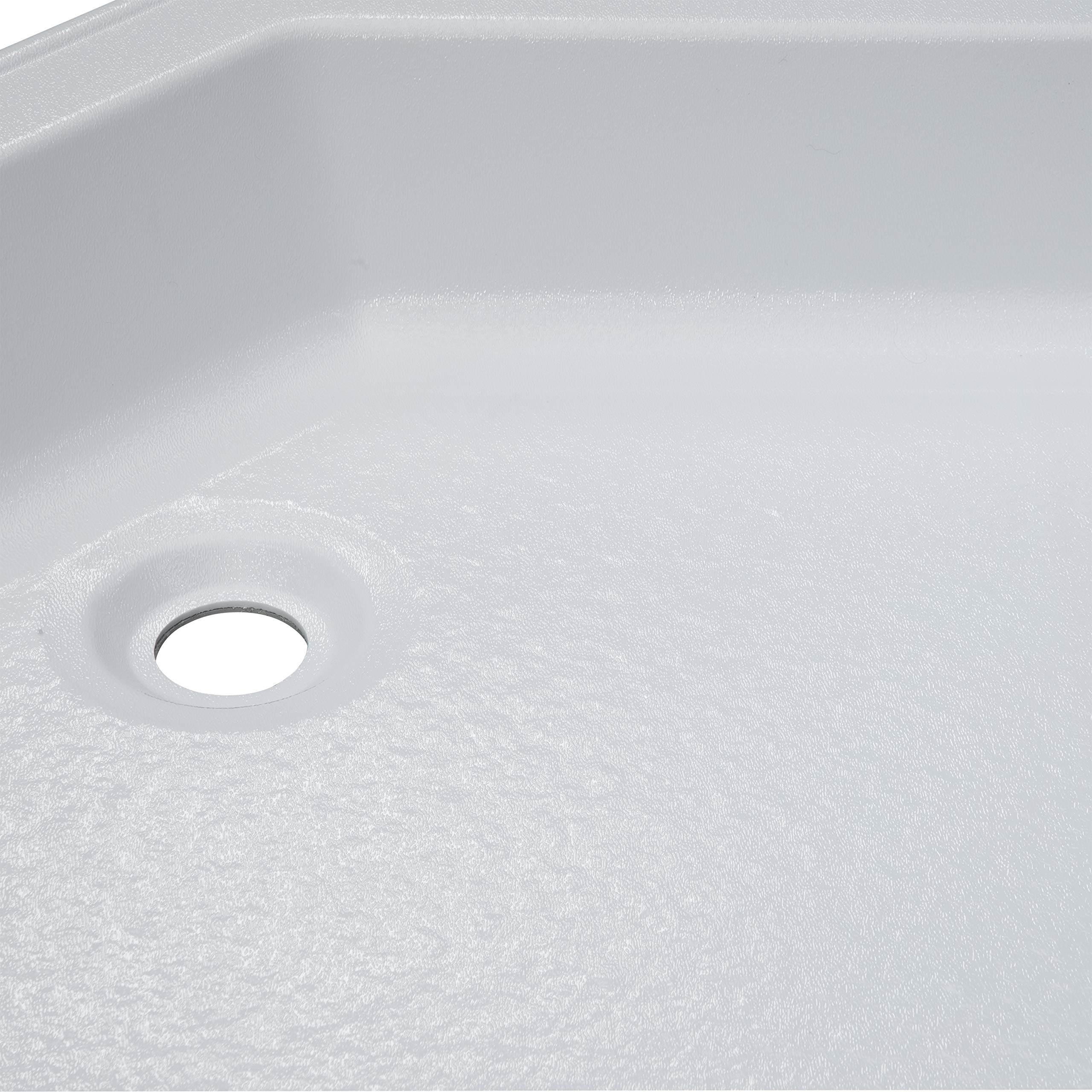 27" x 27" Lippert Replacement White Corner Shower Pan with Center Drain for RVs, Travel Trailers, 5th Wheels, and Motorhomes - 325246