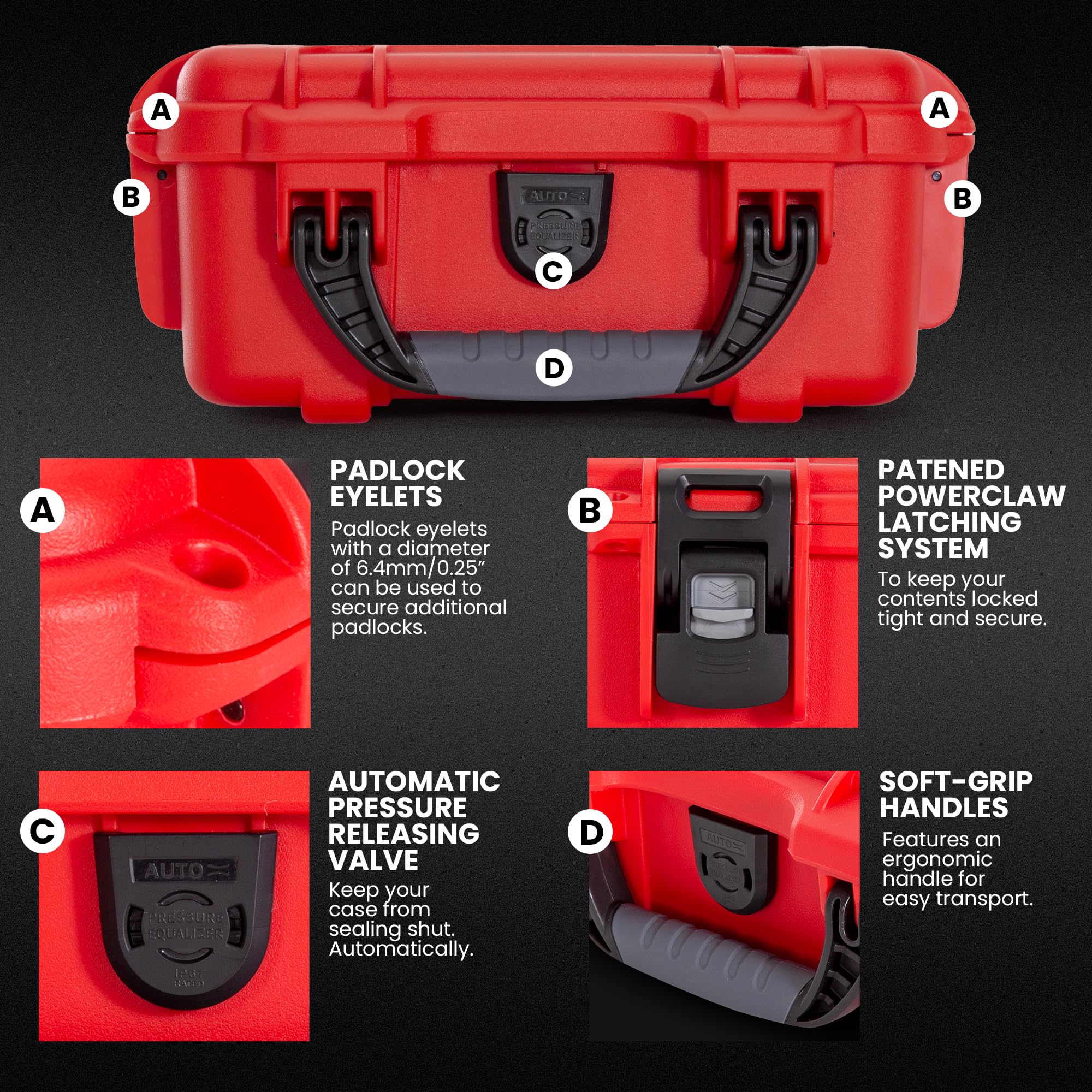 NANUK Waterproof 904 First Aid Box Empty – Durable, Medical First Aid Organizer Case, IP67-Rated, Dustproof, Impact-Resistant, and Floats (8.4" x 6.0" x 3.7") – Red