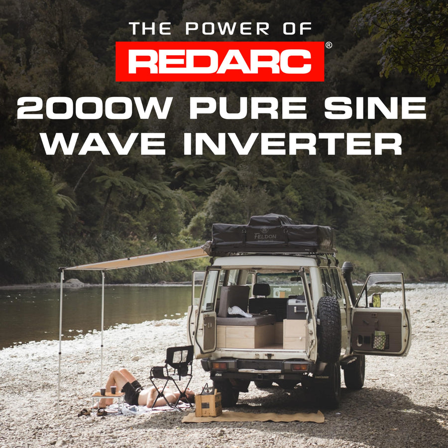 2000W REDARC Pure Sine Wave Inverter, 12V DC to 110 / 120V AC Power Converter, Portable Power Inverter, Connects to Car Battery System, Adapter for Camper, RV, Truck, Off-Grid Camping