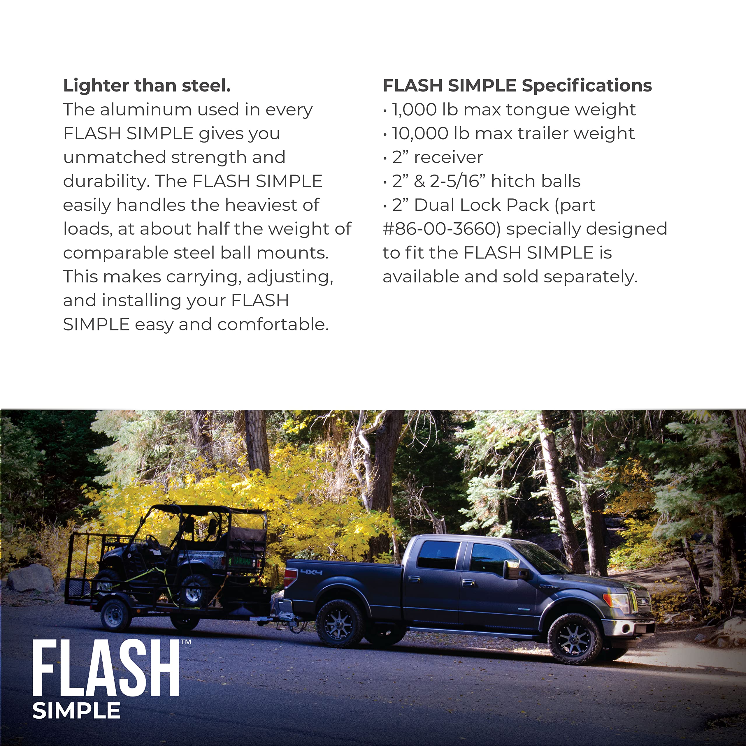 Fastway 42-00-2600 Flash E Series Adjustable Aluminum Ball Mount with 6 Inch Drop, 2 Inch Shank, and Chrome Plated Balls