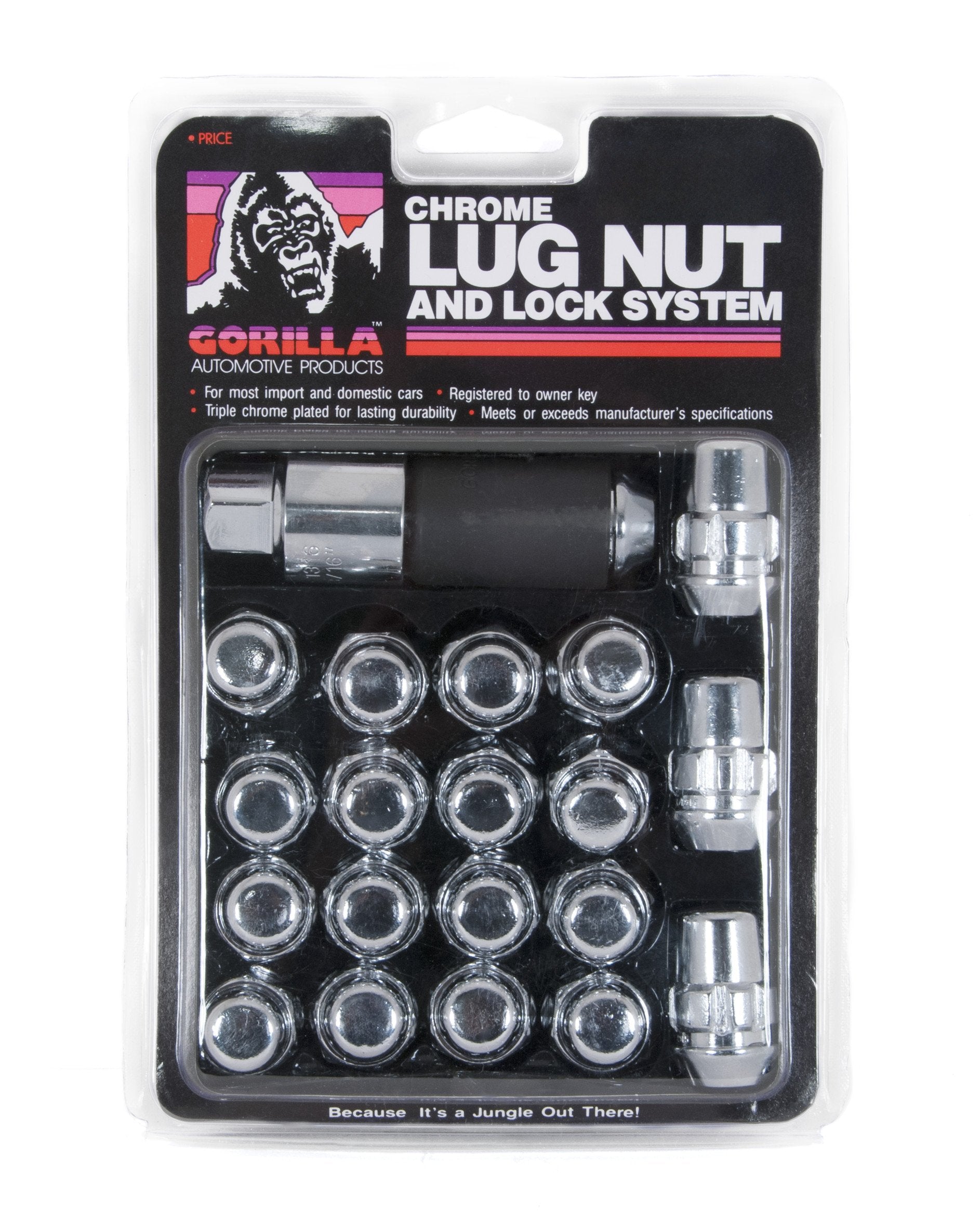 Gorilla 91743 Automotive Acorn Bulge Chrome Lug Nut and Lock System (14mm x 1.50 Thread Size)
