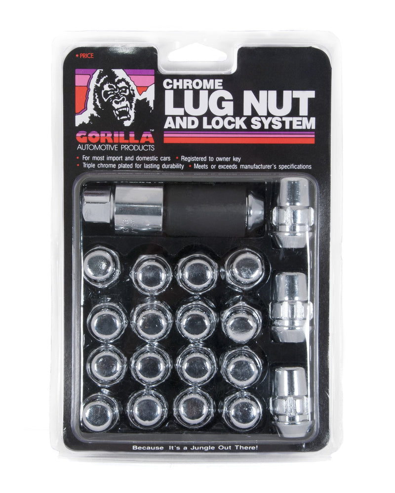 Gorilla 91743 Automotive Acorn Bulge Chrome Lug Nut and Lock System (14mm x 1.50 Thread Size)