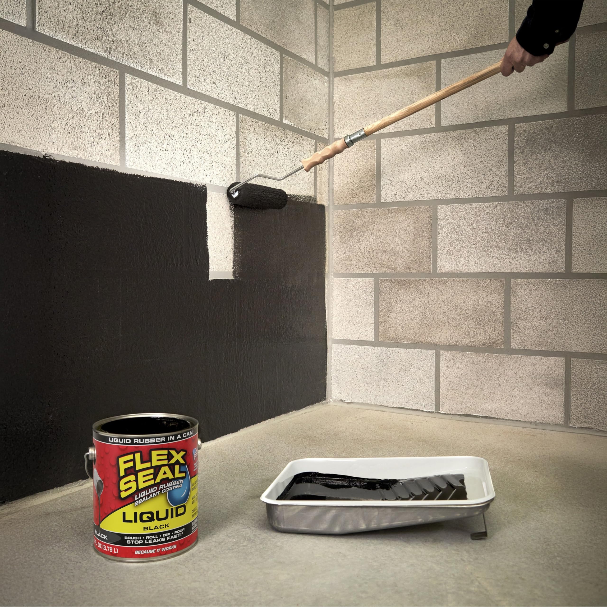 Flex Seal Liquid, Waterproof Rubber Coating Sealant, Flexible, Breathable, and UV Resistant, Roof Repair, Basements, RV, Campers, Trailers, Marine, EPDM, Masonry, Black, 16 oz