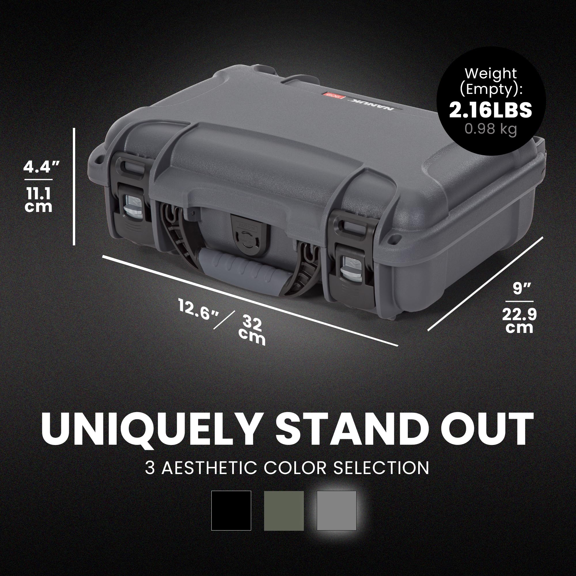 Travel Knife Case NANUK 909 – Waterproof Pocket Knife Storage with 8 Slots, 12.6” x 9” x 4.4” - Lightweight, Lockable, Dustproof, Impact-Resistant & Durable - Graphite