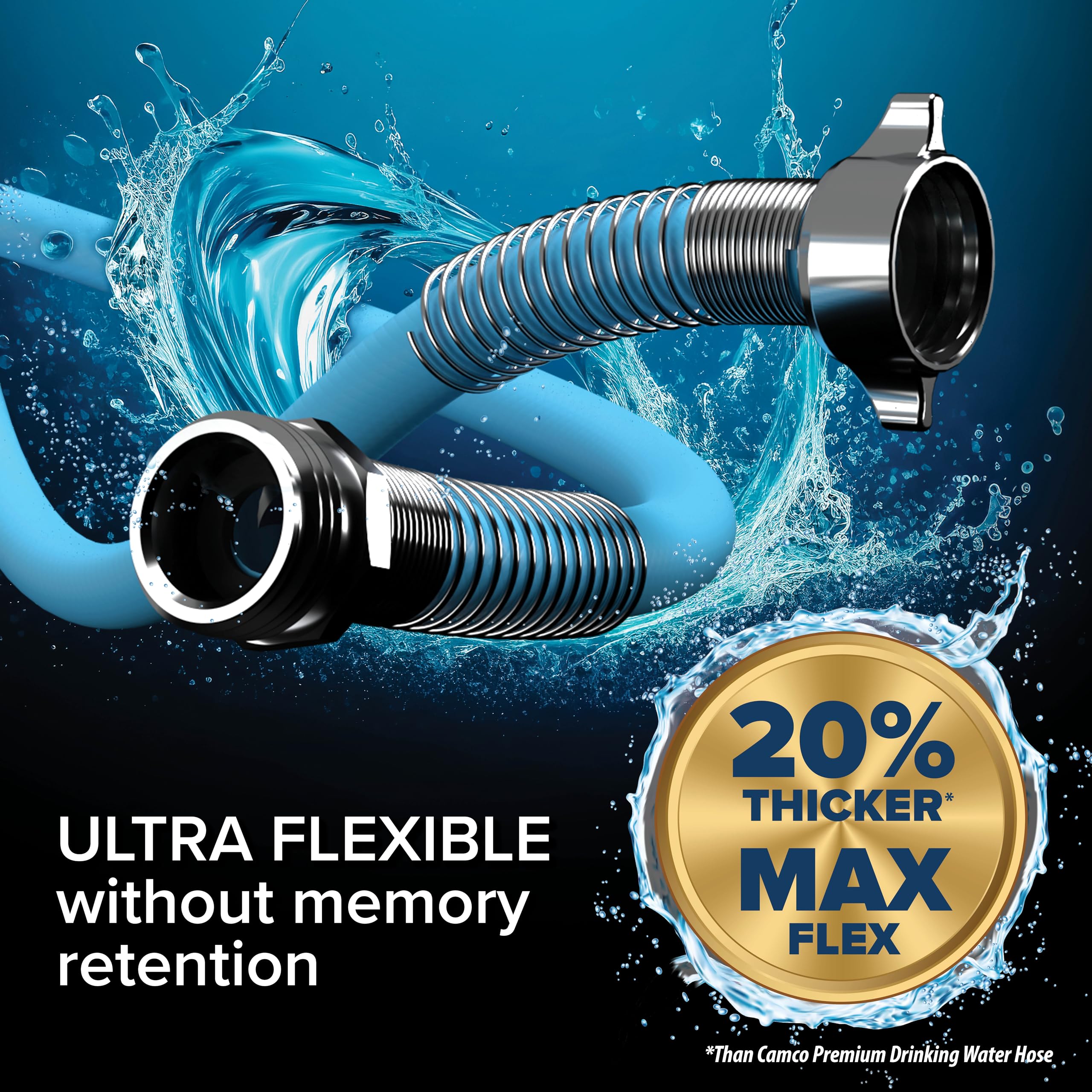 EVOFlex Camco 50-Ft RV Drinking Water Hose - Features Extra Flexible Design w/Stainless Steel Strain Relief Ends - Lead-Free, BPA-Free and Phthalate-Free - 5/8” Inside Diameter (22596)