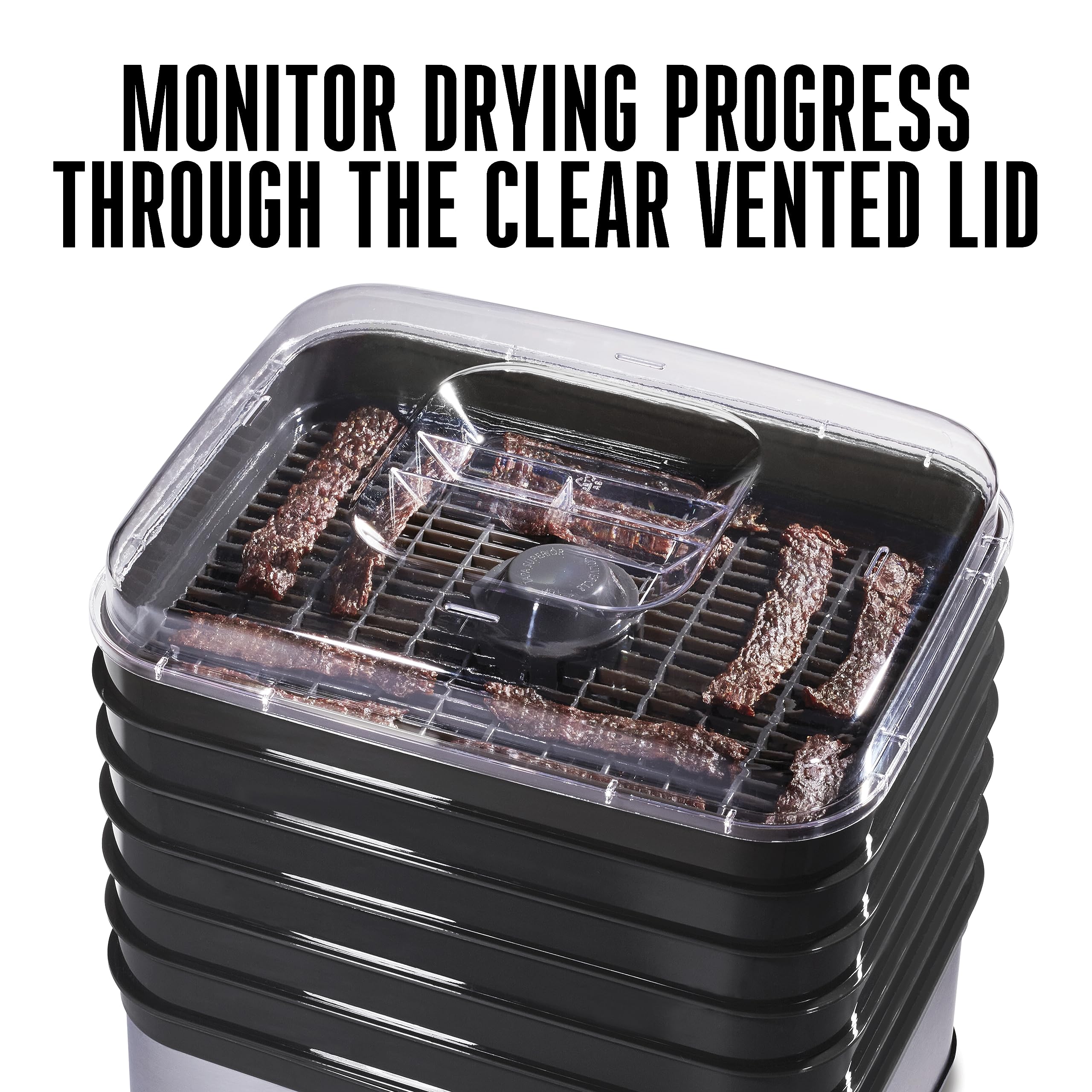 Weston food-dehydrator machine for Jerky, Meat, Fruit, Herbs, Vegetables, with Digital Temperature Control (100-160F), 6 Stackable Trays (7.4 sq. ft.), Black (75-0401-W)