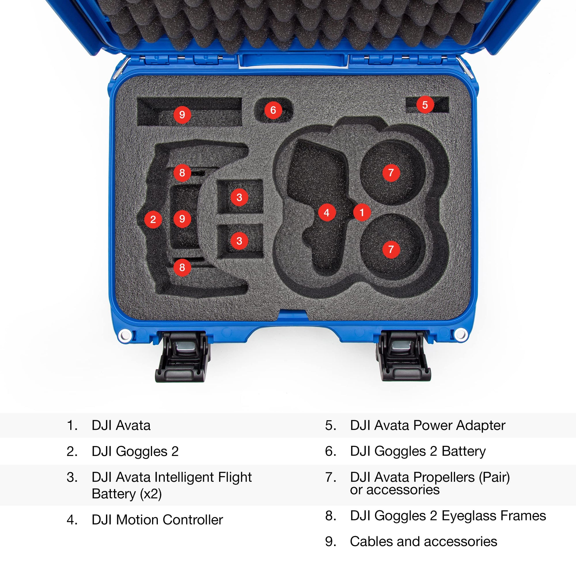 Waterproof Nanuk 915 Hard Case with Foam Insert for DJI Avata FPV Unit, Goggles and Controller - Blue
