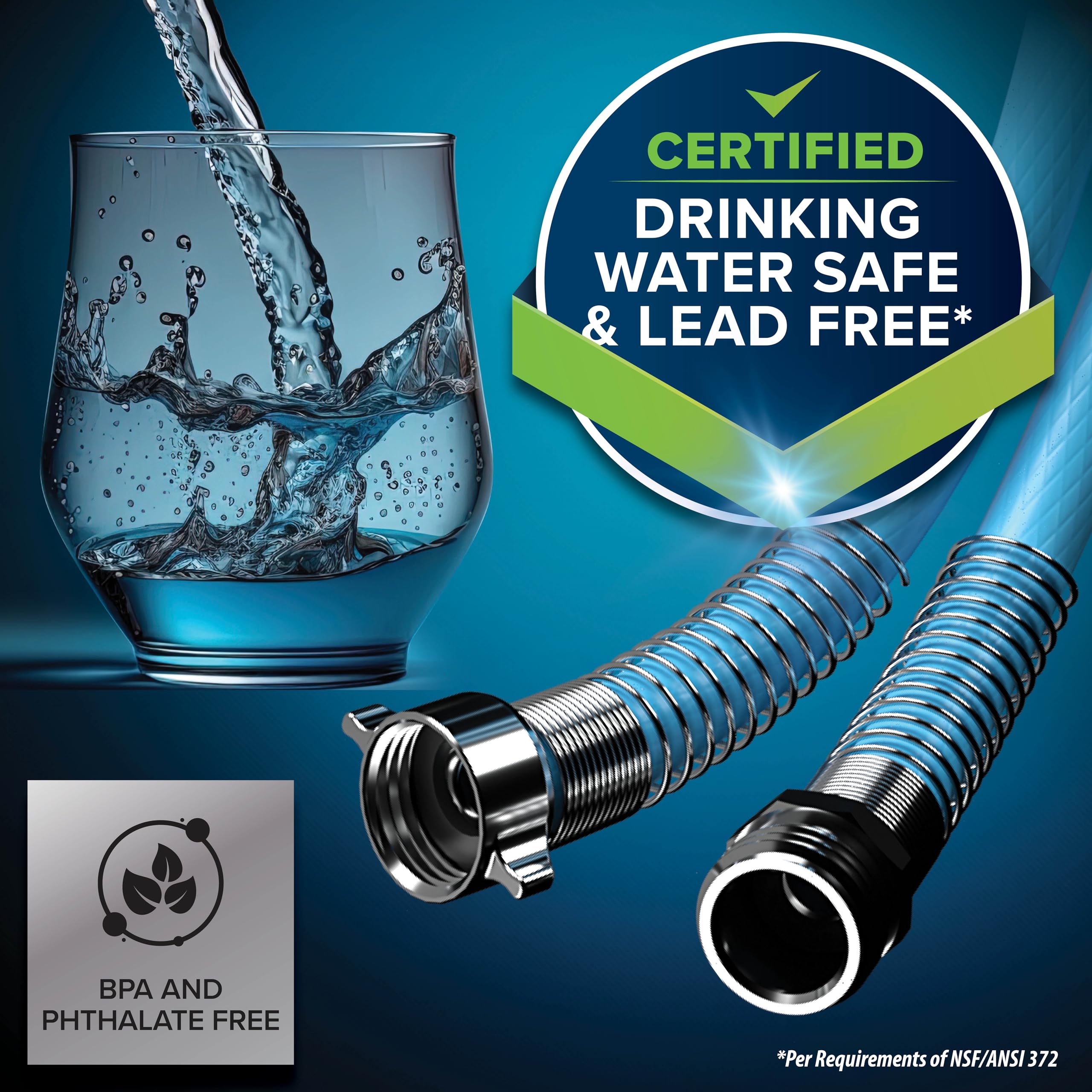EVOFlex Camco 4-Ft RV Drinking Water Hose - Features Extra Flexible Design w/Stainless Steel Strain Relief Ends - Lead-Free, BPA-Free and Phthalate-Free - 5/8” ID (22590)
