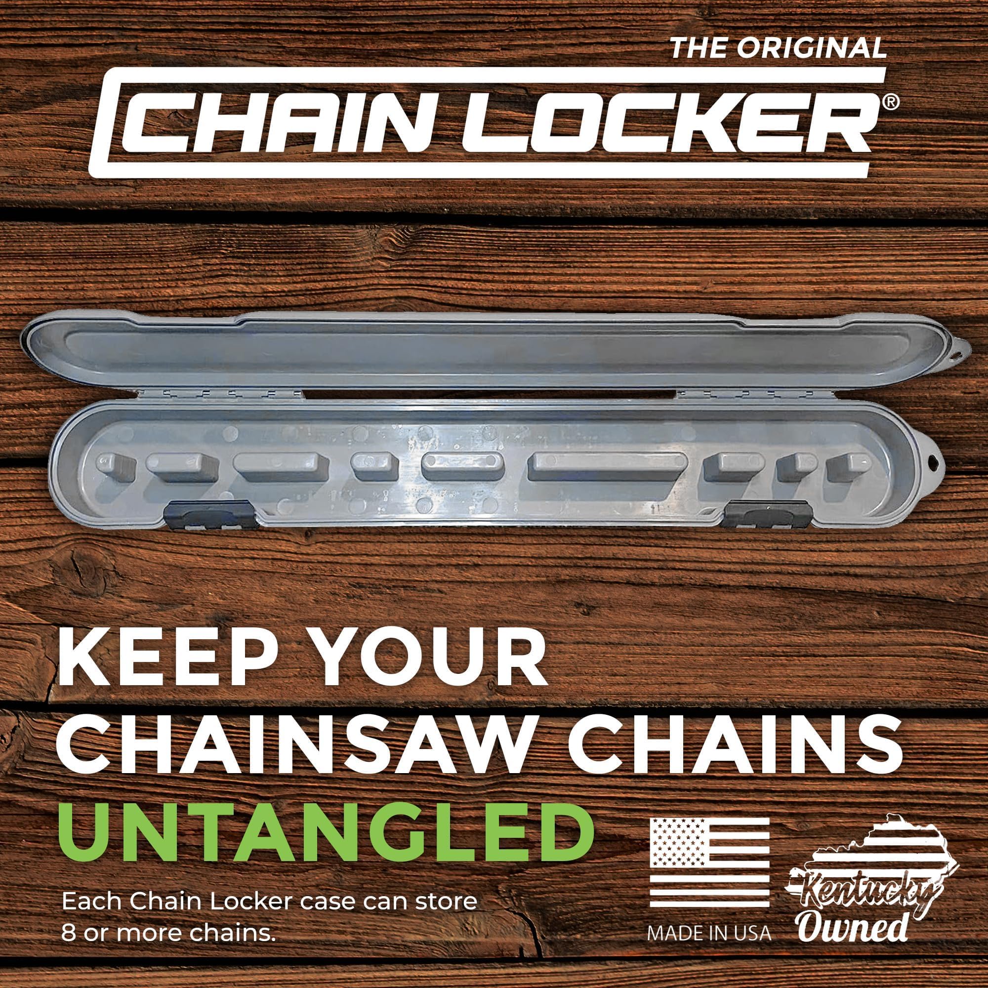 Chainsaw Chain Original Storage - Universal Portable Case for Saw Chain Holder All Chains up to 20” Inch Blades - Can Stack 2” Deep, Fits 8+ Chains, Made in USA - Gray - Holiday Gift for Family