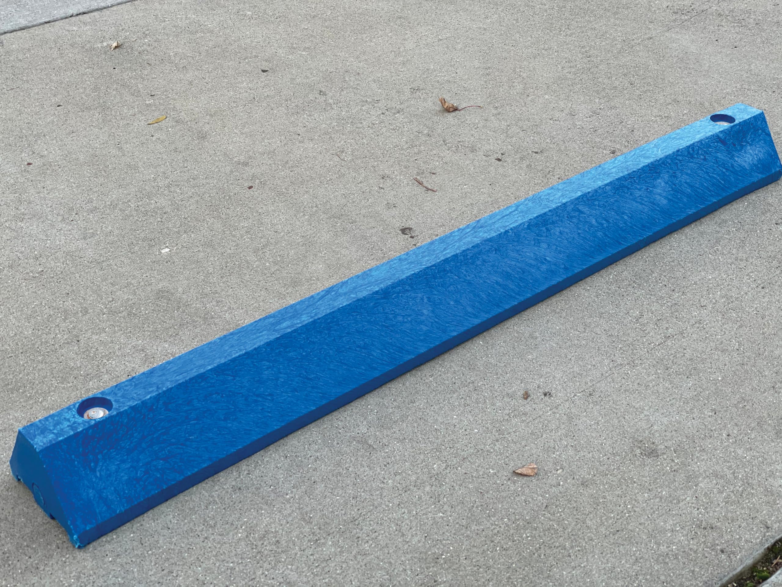 6 Foot Long Eagle High Density Polyethylene Plastic Parking Stop with Anchor Kit, 72" x 8" x 4", Blue, 1790B