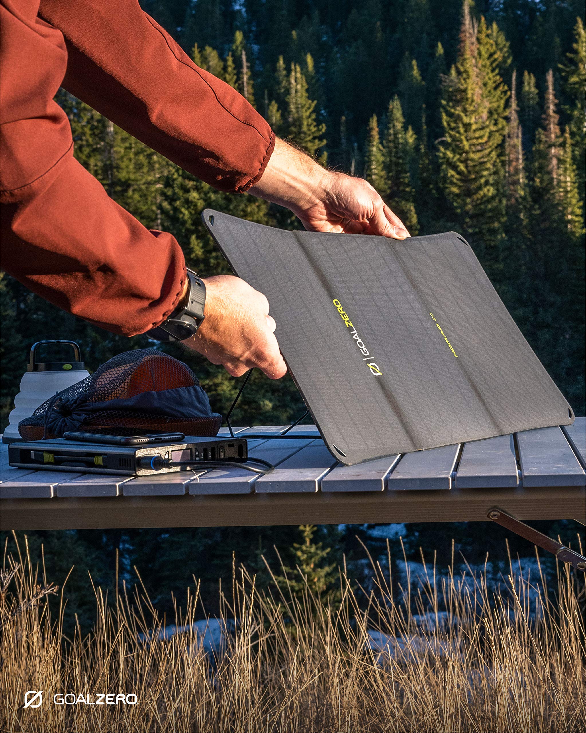 Goal Zero 20 Nomad, Foldable Monocrystalline 20 Watt Solar Panel with 8mm + USB Port, Portable Solar Panel Charger. Lightweight 18-22V 20W Solar Panel Charger with Adjustable Kickstand