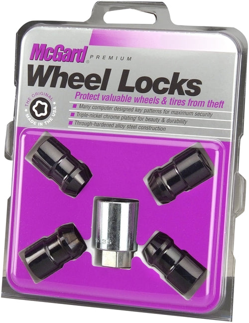 McGard Black Cone Seat Wheel Locks 24038 (1/2"-20 Thread Size) - Set of 4, 4 Locks / 1 Key