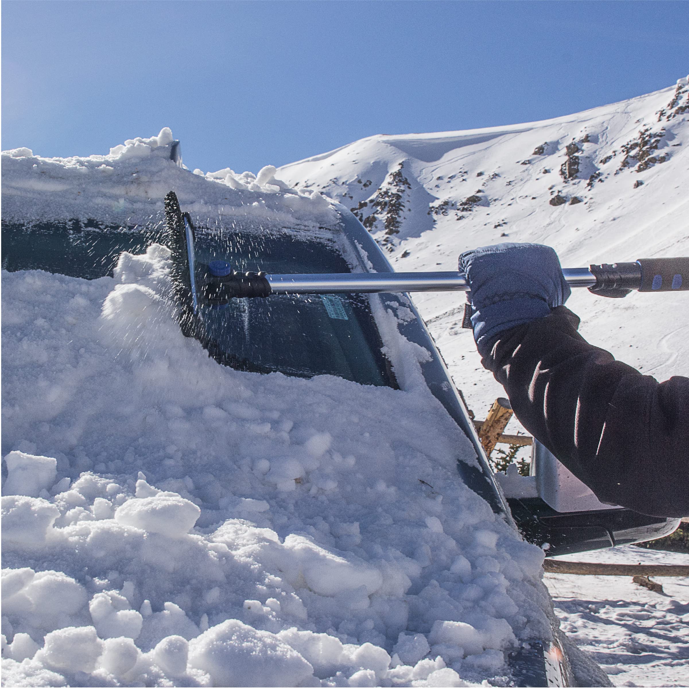 60" SubZero Quick Lock Pivoting Head Snowbroom with Integrated Squeegee and Ice Scraper, Black