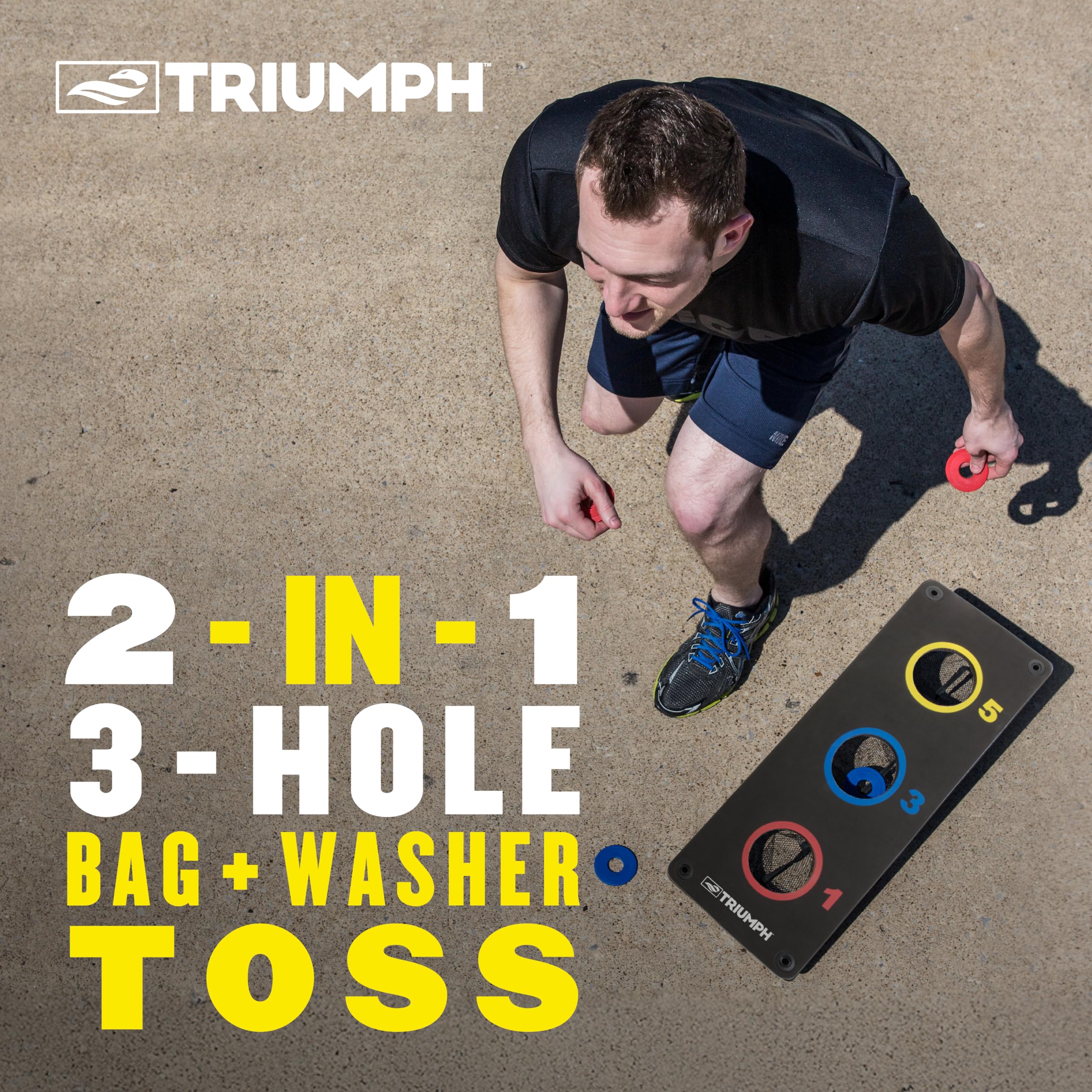 2-in-1 Triumph Sports Bag Toss/Washer Toss Combo - Includes 2 Game Platforms, 6 Toss Bags, 6 Washers