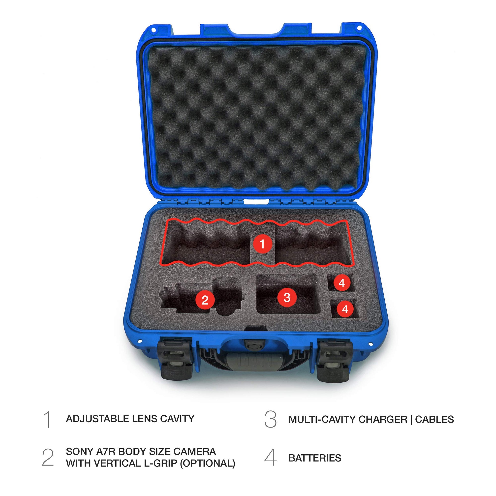 Waterproof Nanuk 920 Hard Case with Custom Foam Insert for Sony A7R Size Camera - Blue (920-ESON8)