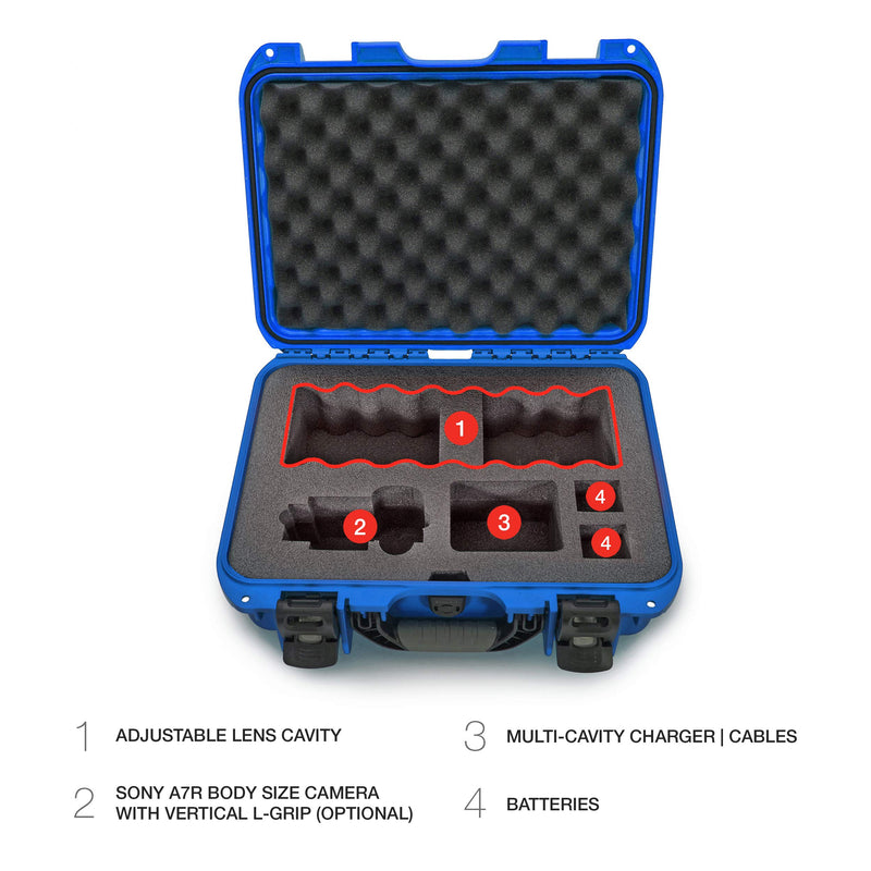 Waterproof Nanuk 920 Hard Case with Custom Foam Insert for Sony A7R Size Camera - Blue (920-ESON8)
