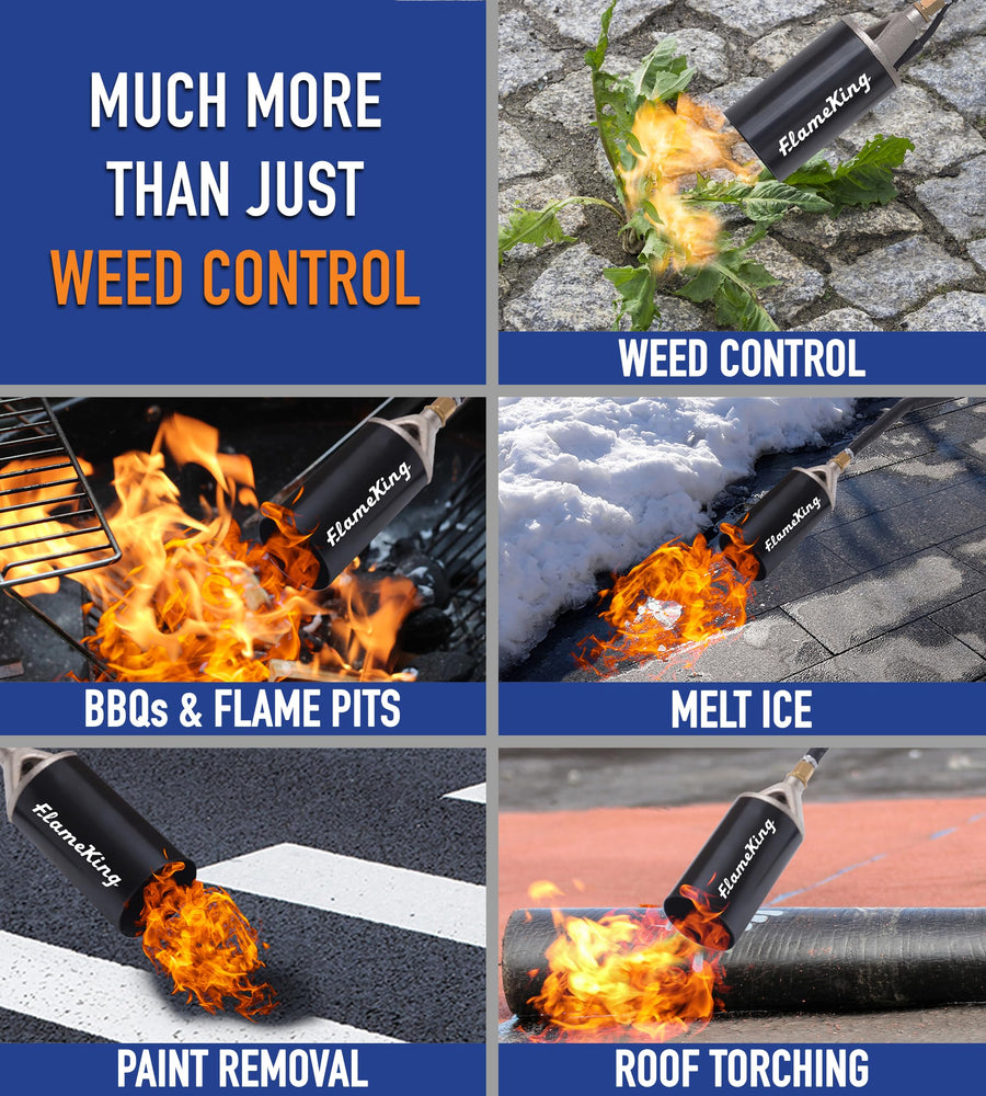 Flame King Heavy Duty Propane Torch Kit Weed Burner, 340,000 BTU with Piezo Igniter (Self Igniting), with 10-ft Hose for Weed Burning, Melting Ice and Snow, and Roofing