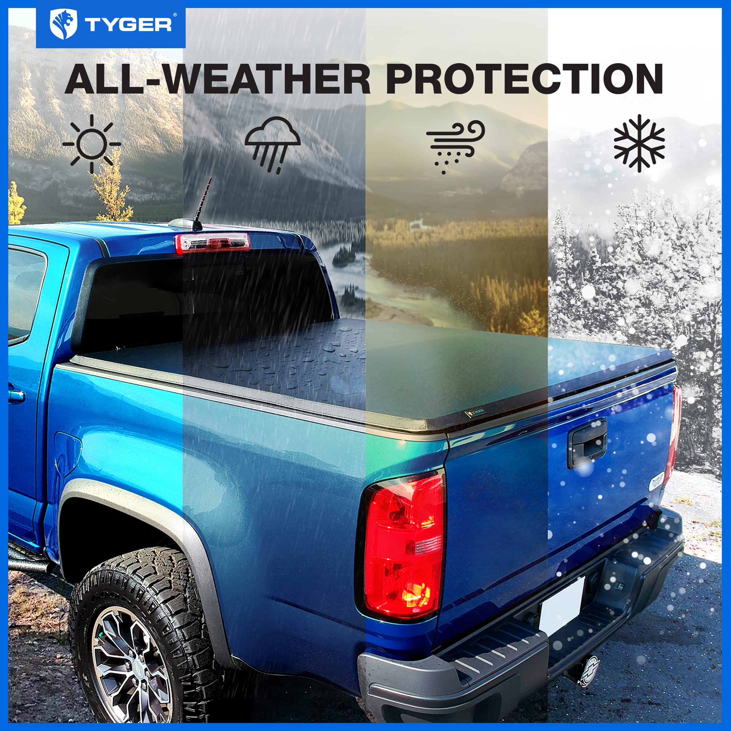 Tyger Auto T3 Soft Tri-Fold Tonneau Cover Truck Bed Compatible with 2007-2013 Chevy Silverado / GMC Sierra 1500 | Fleetside 5'8" Bed (69") | TG-BC3C1003
