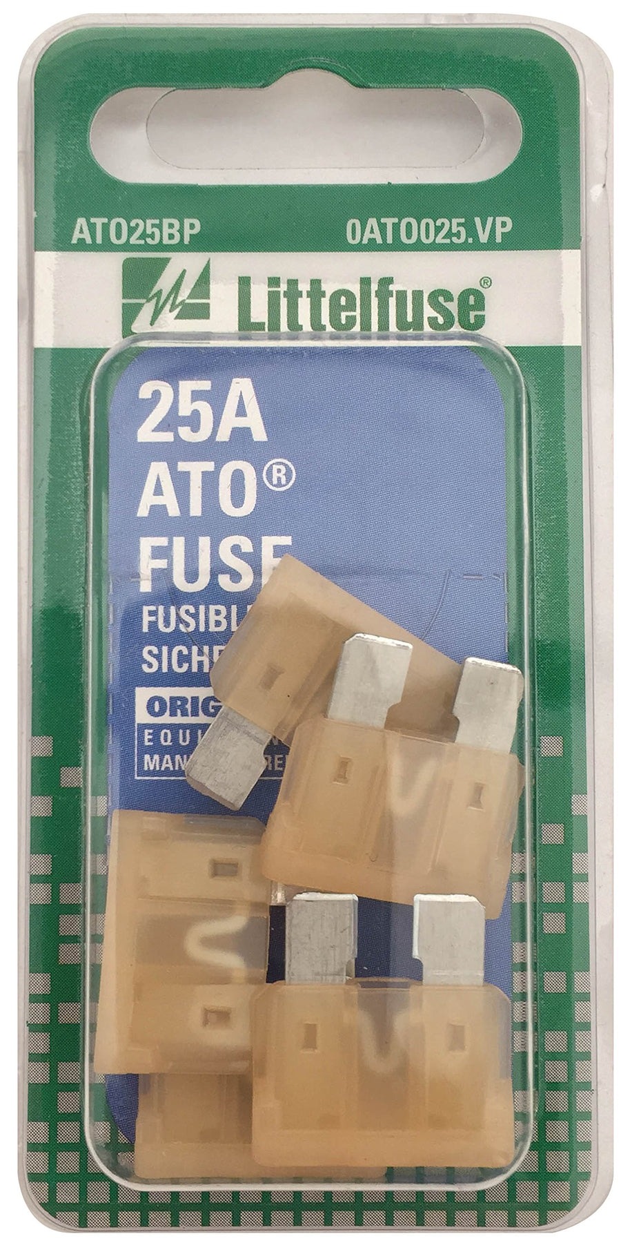 Littelfuse ATO 0ATO025.VP 32 Volt 25 Amp Carded Fuse, (Pack of 5)