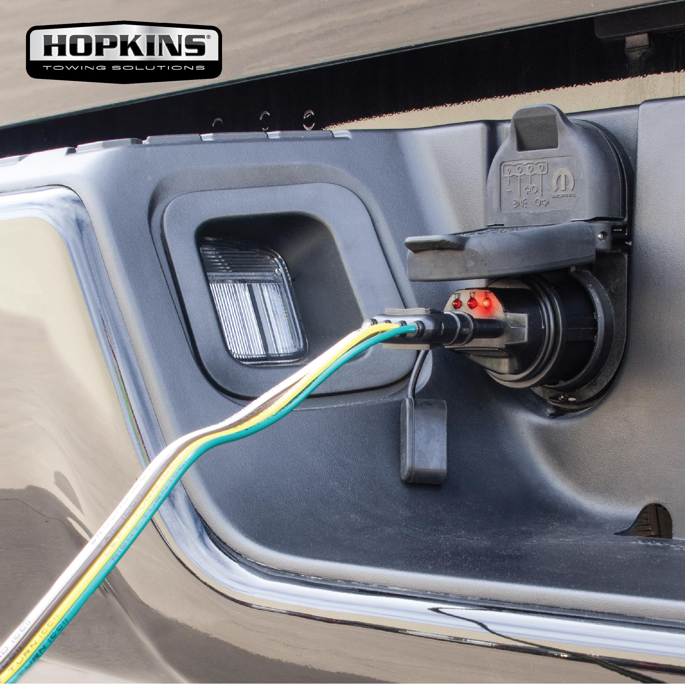 Hopkins Towing Solutions 47345 4 Wire Flat to 7 Blade Vehicle Trailer Connector Adapter Plug, Universal Fit for Vehicles with 7 Blade Adapters