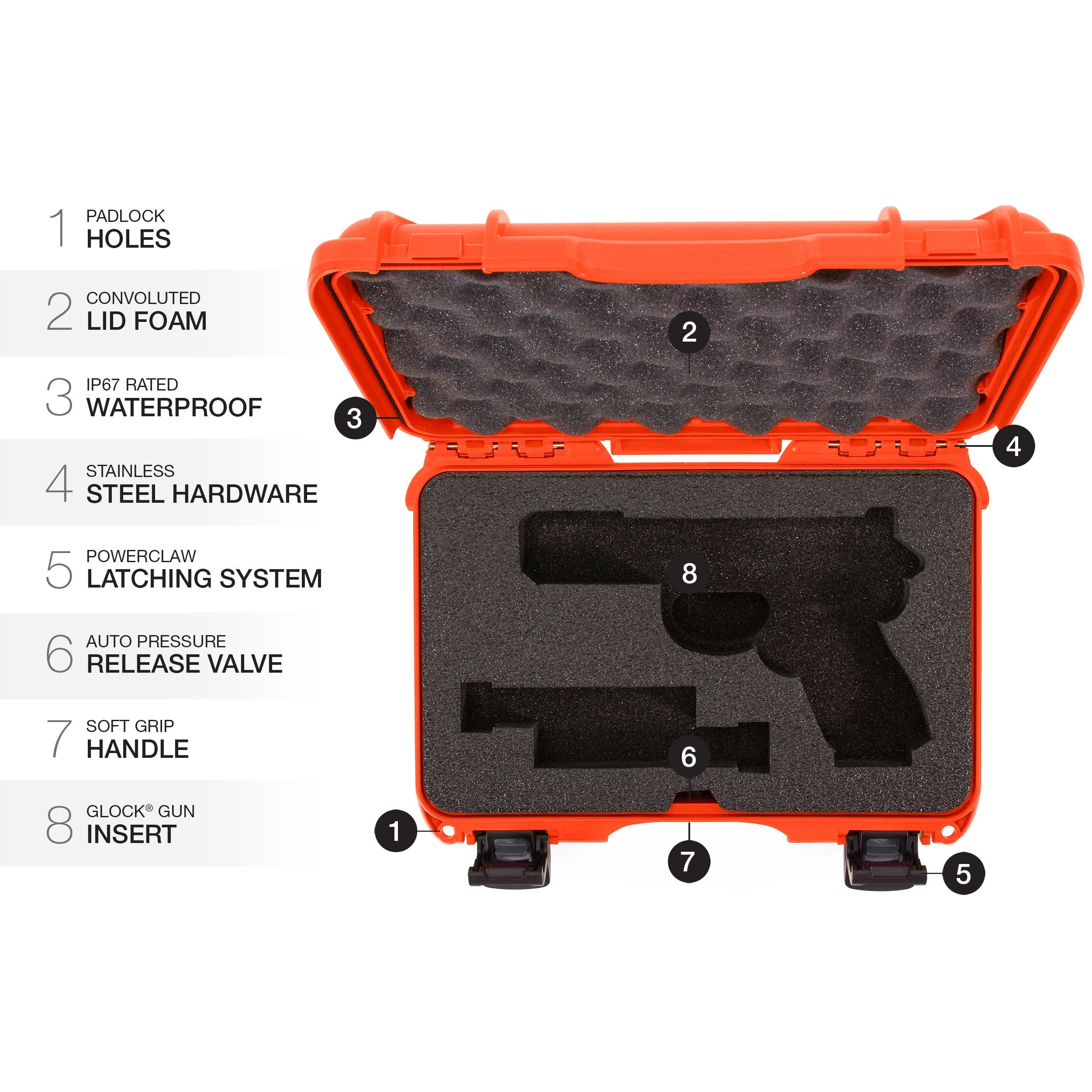 Waterproof Nanuk 909 Professional Hard Case with Custom Insert for Sporting Goods - Orange