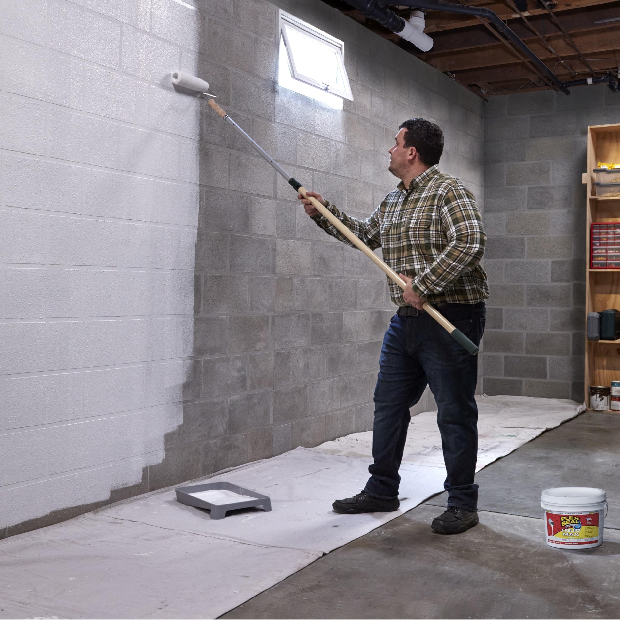 Flex Seal Liquid, Liquid Rubber Coating Sealant, Waterproof, Flexible, Breathable, UV Resistant, Roof Repair, Basements, RV, Campers, Trailers, Marine, EPDM, MAX, White, 2.5 Gallon