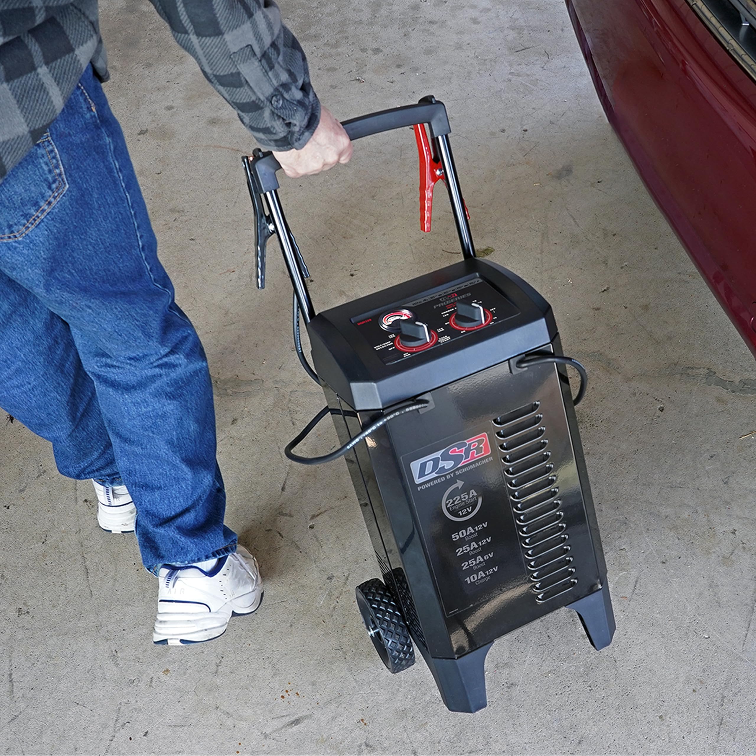 Schumacher Electric 6V/12V DSR ProSeries Manual Battery Charger & Engine Starter - 225A Heavy Duty Engine Starter - Truck, SUV & Large Battery Compatible - Color-Coded Clamps - DSR139