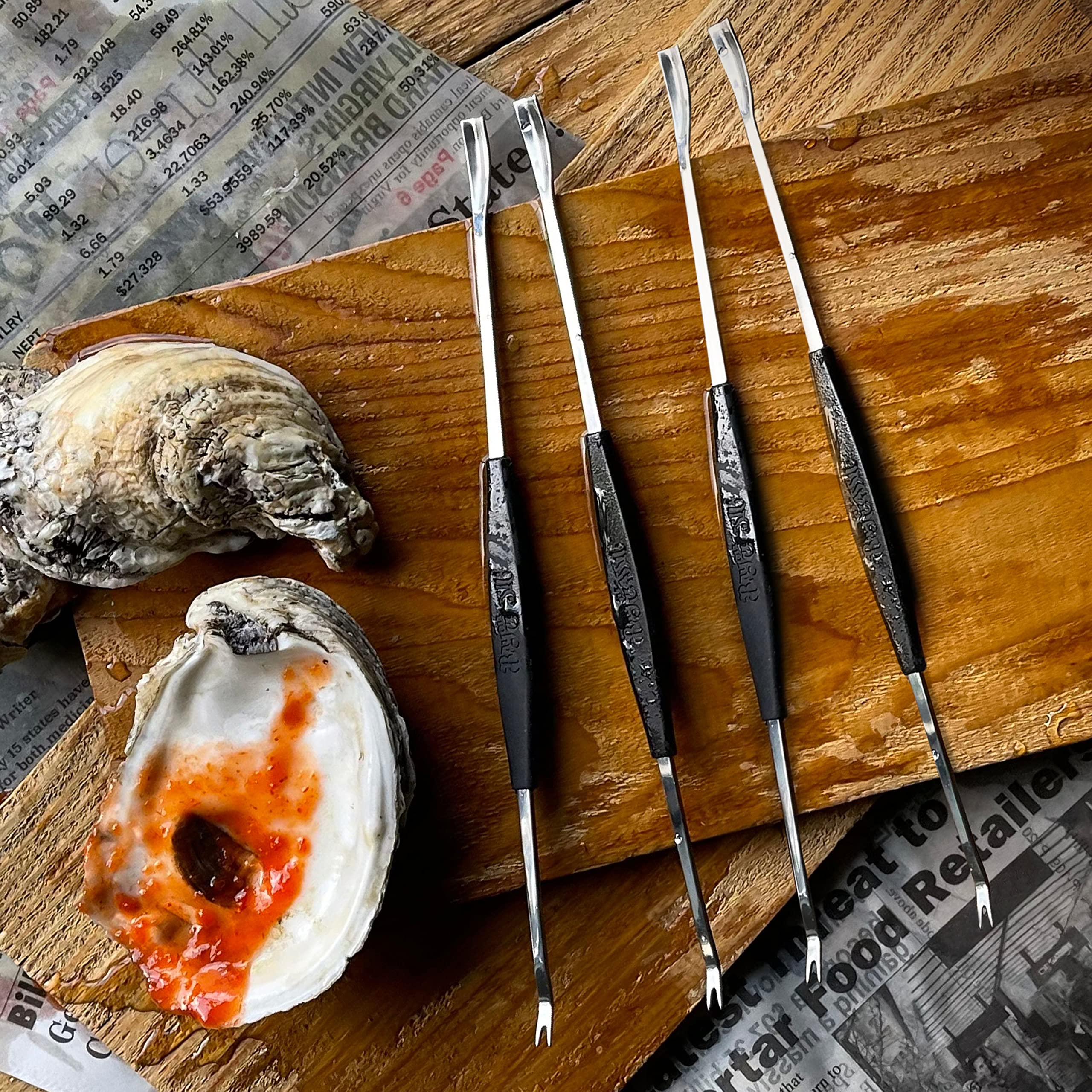 Bayou Classic 300-204 Seafood Fork Set 4-pc Features Fork on One End and A Scoop on The Other Perfect For Oyster Crab Lobster and All Seafood Boils
