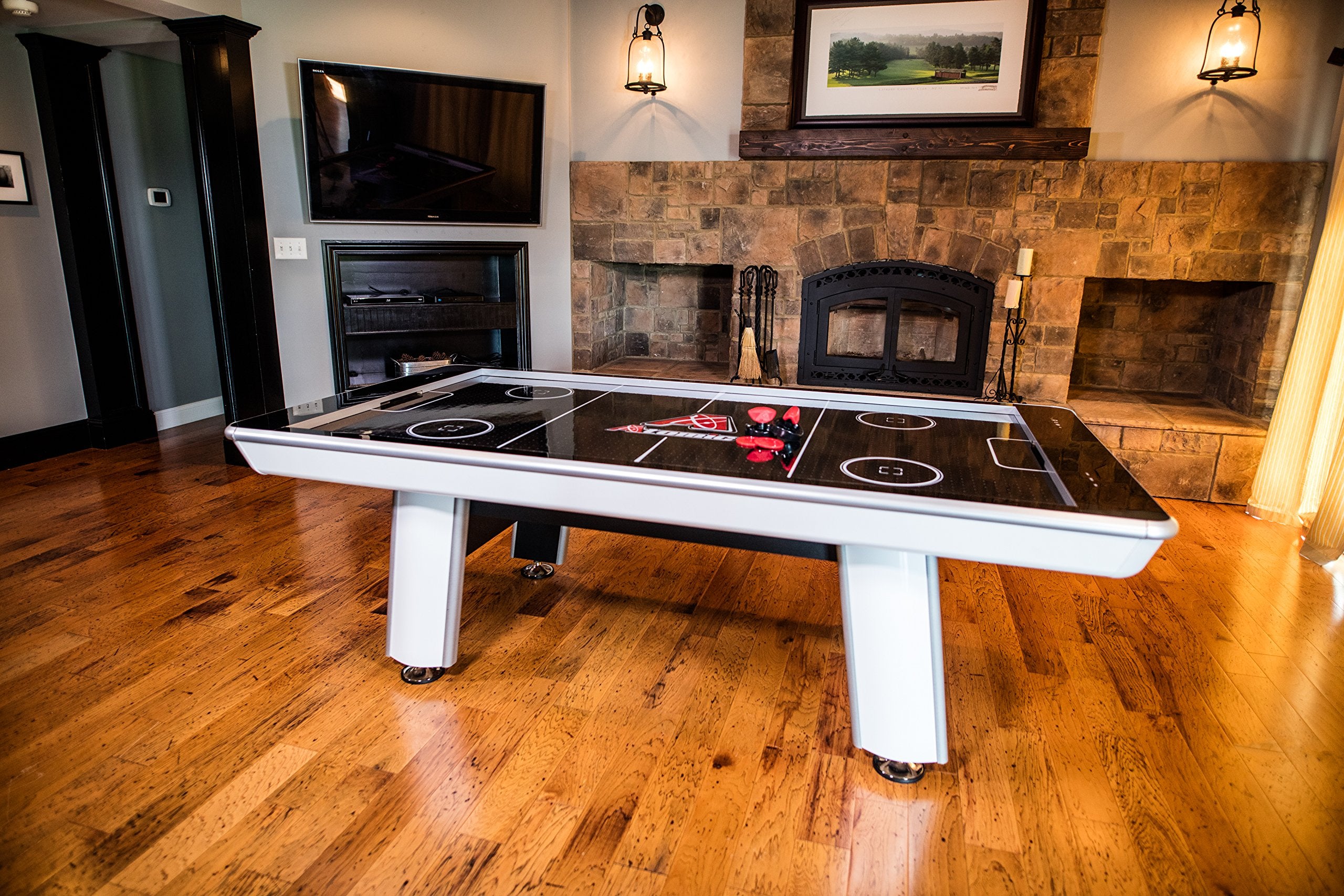 8 Foot Atomic Avenger Air Hockey Table with LED Scoring and 120V Blowers for Exhilarating Play
