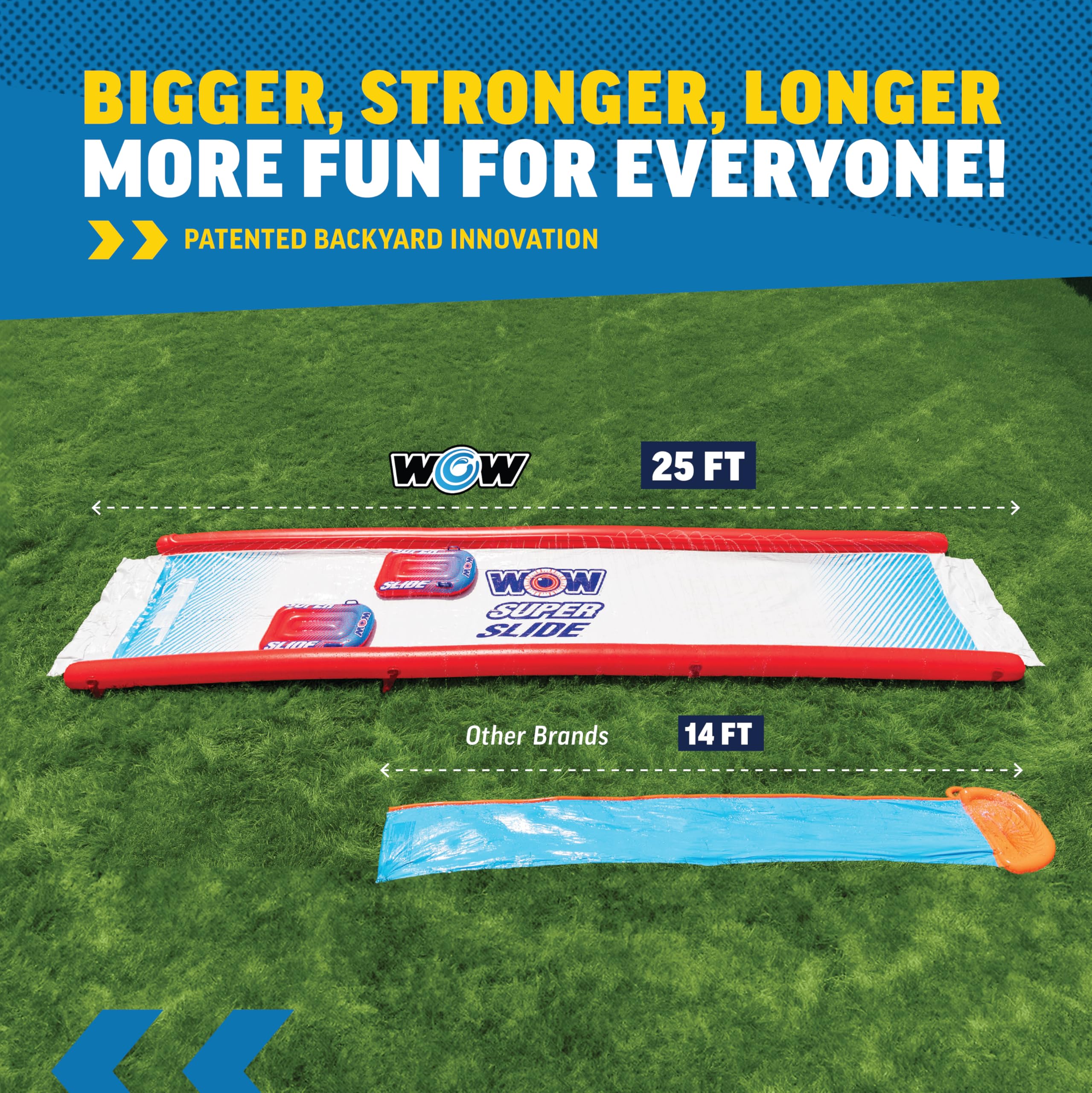 Giant WOW Sports Super Slide Backyard Water and Slip Slide with Sprinkler, Extra Long, 25 x 6 ft