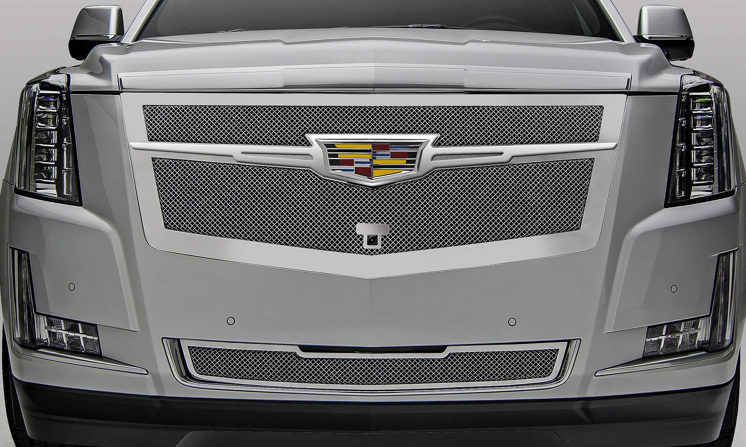 Upper Class Series T-Rex Grilles 2015i-2020 Escalade Main Grille, Chrome with Chrome Center Trim Piece, 1 Pc, Replacement, Fits Vehicles with Camera - PN #56191, Polished