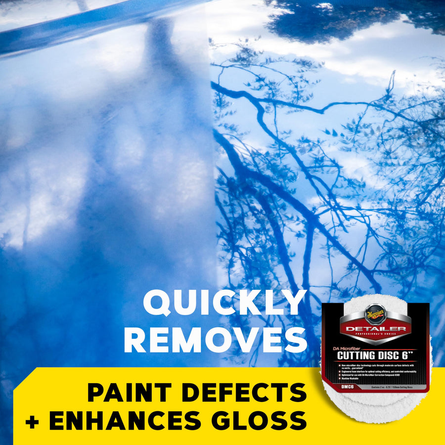 DA 6” Microfiber Cutting Disc, Meguiar's Microfiber Pads Compatible with a DA Polisher for Car Detailing, That Removes Moderate Scratches, Swirls, and Paint Defects, 2 Pack