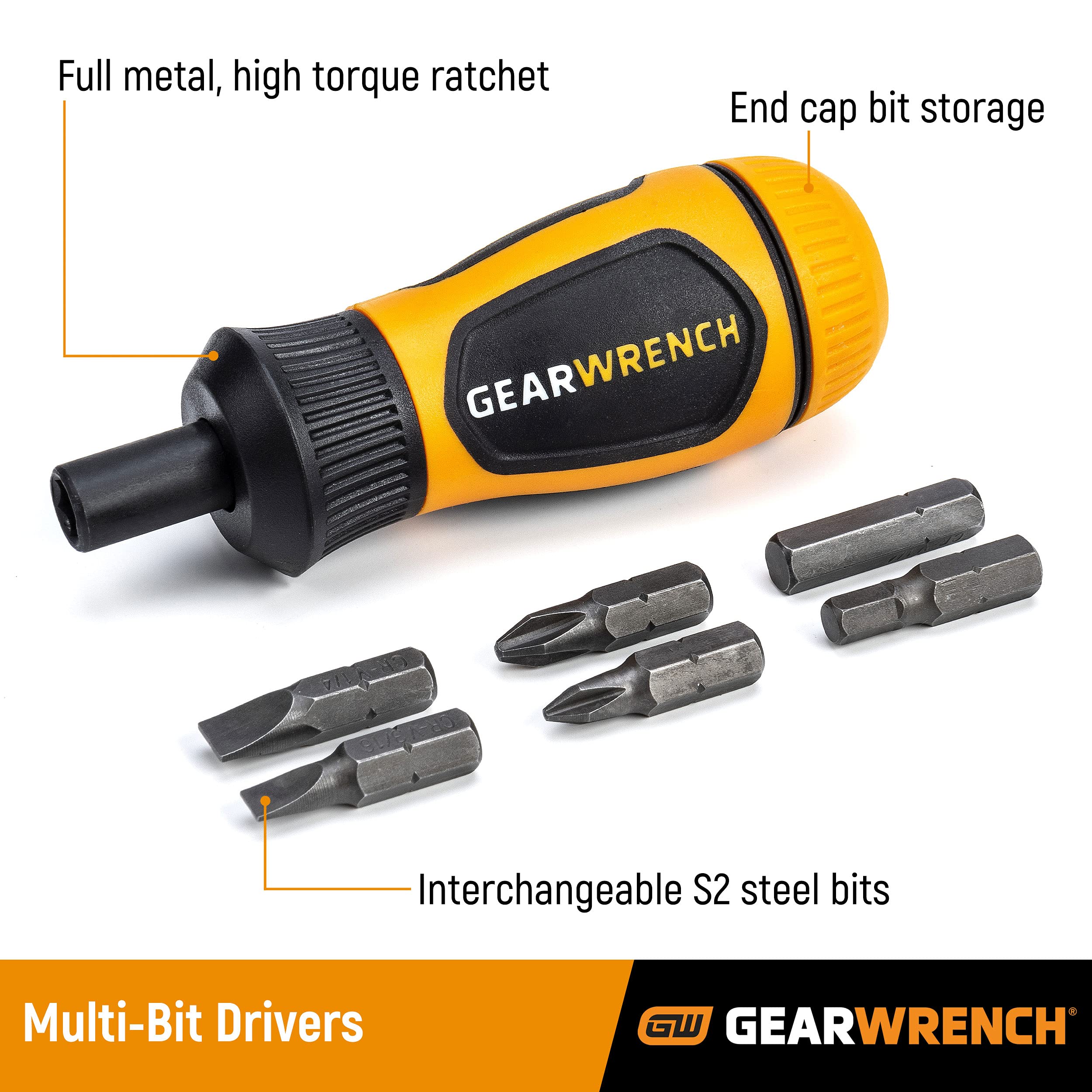 6-in-1 GEARWRENCH Stubby Ratcheting Multi-Bit Driver - 80061R