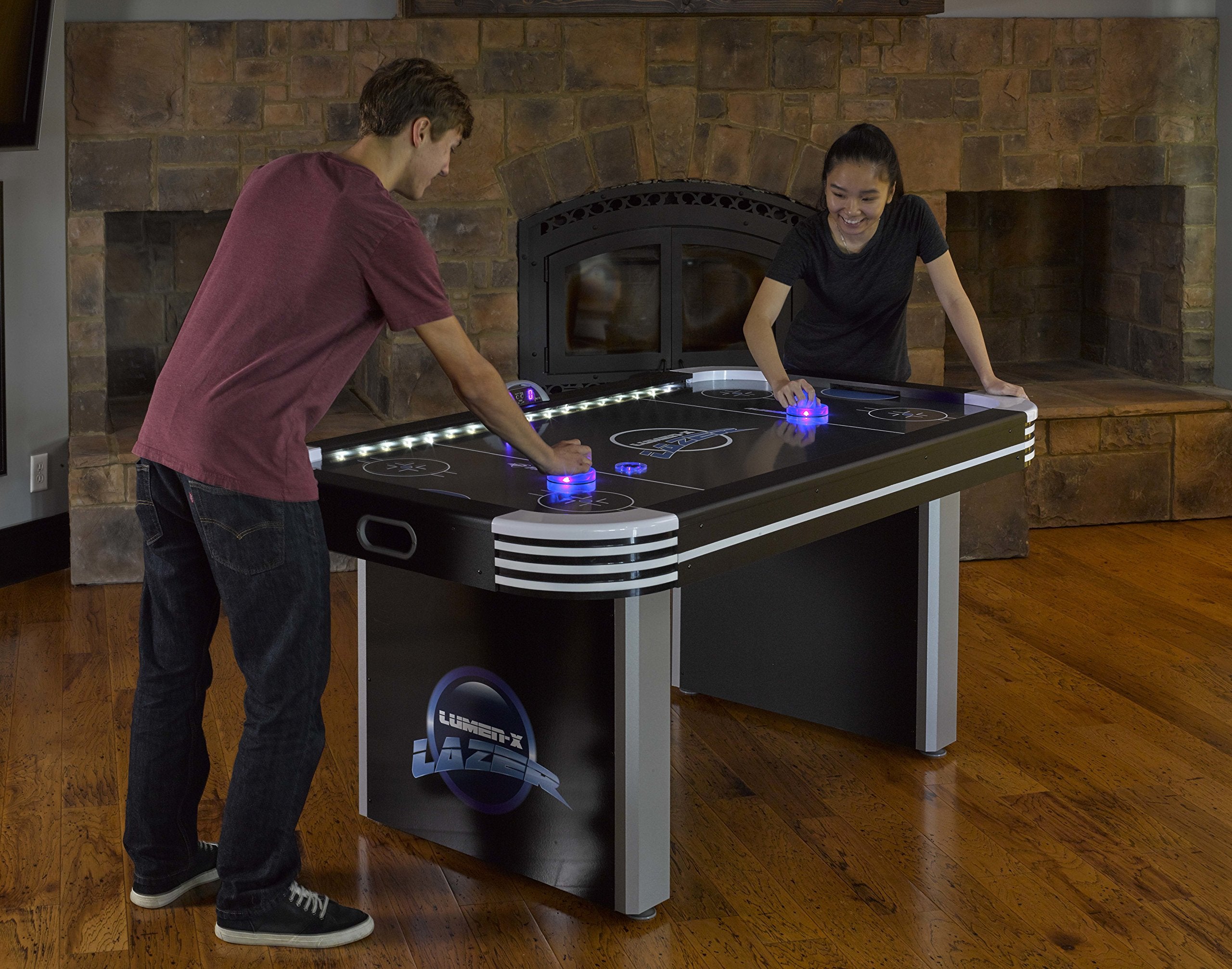 Lumen-X Triumph Sports 6' Interactive Air Hockey Table Featuring All-Rail LED Lighting and in-Game Music