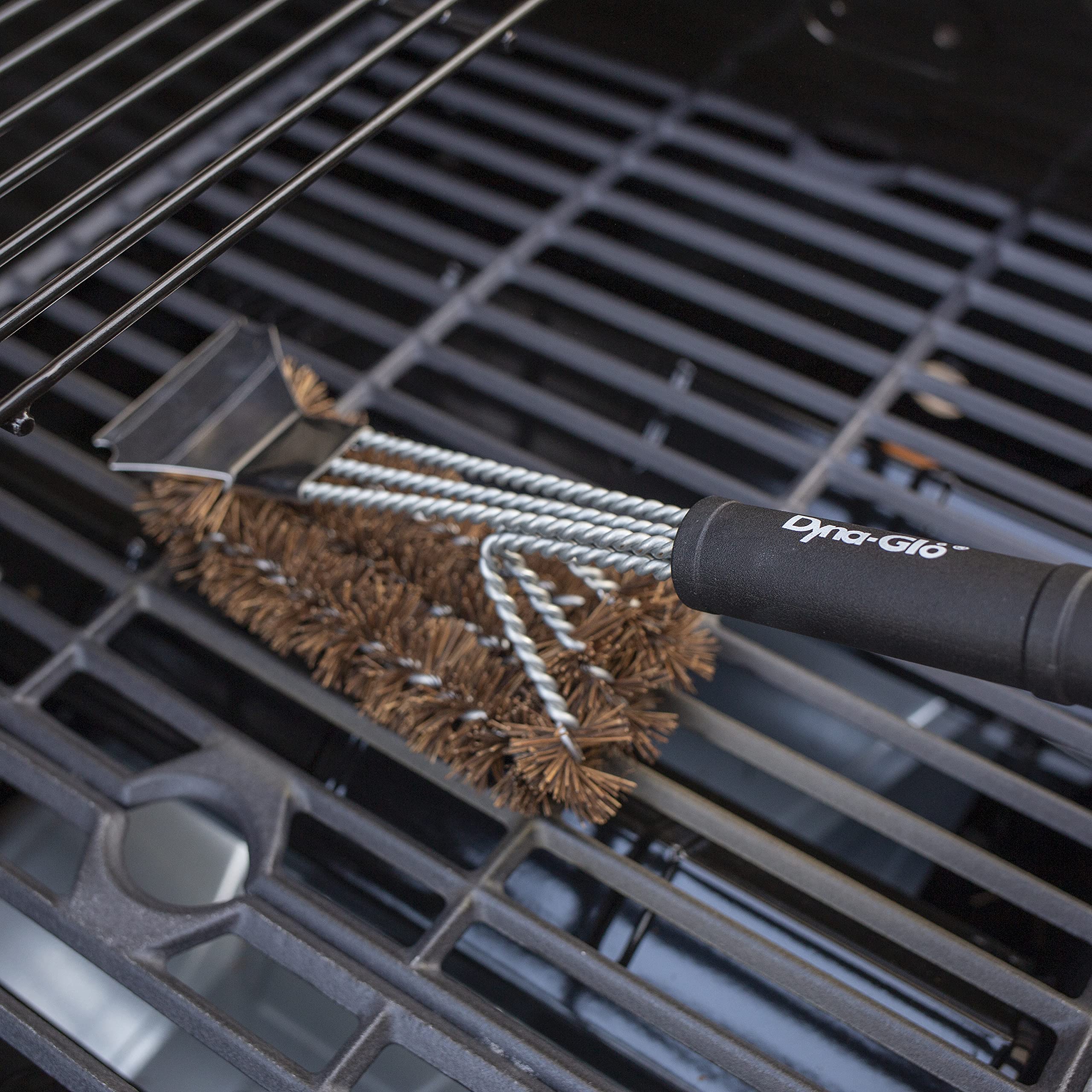 18" Dyna Glo Grill Brush w. Palmyra Bristles and Stainless Steel Scraper