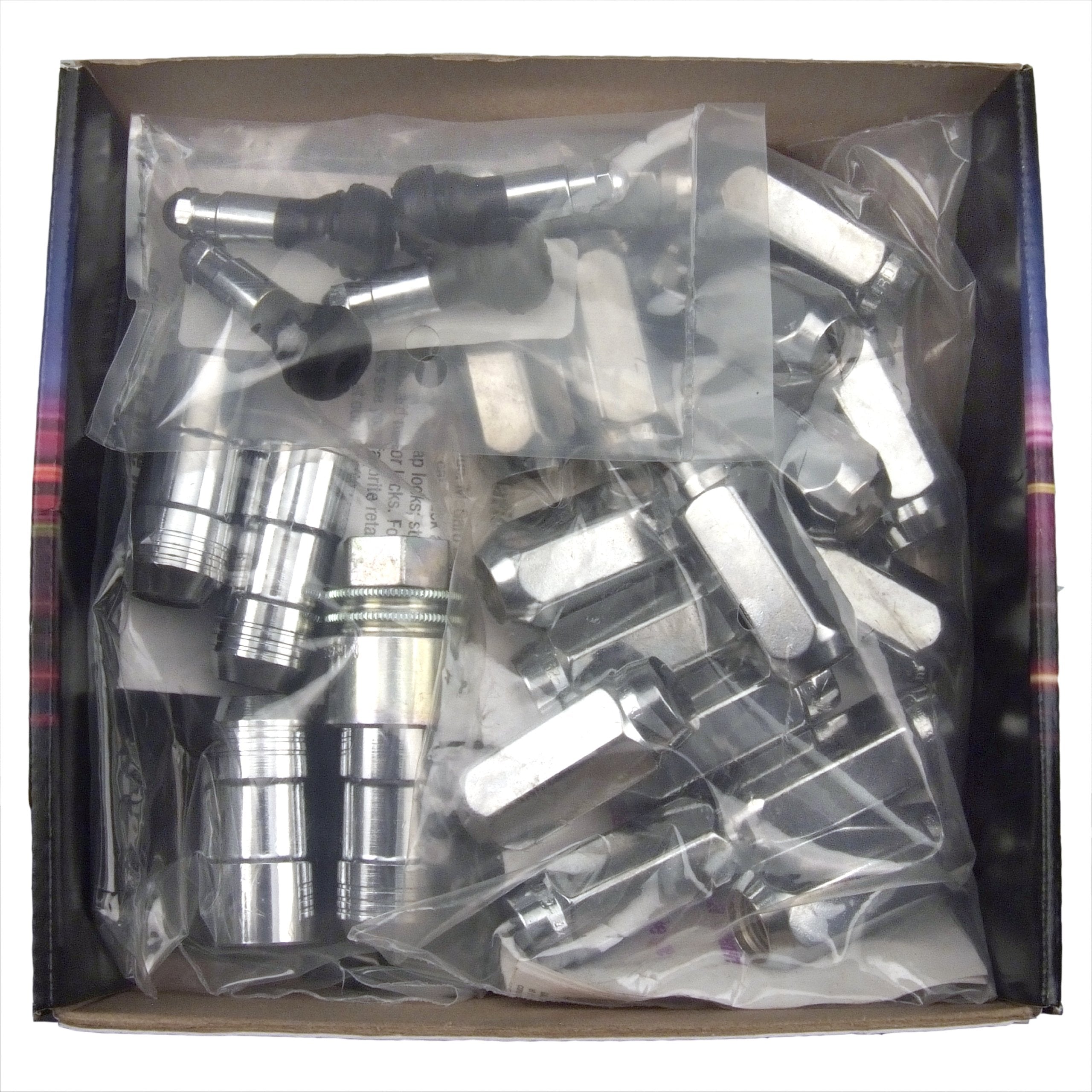 Chrome McGard (M14 x 1.5 Thread Size) Cone Seat Wheel Installation Kit for 8-Lug Wheels, 28 Lug Nuts / 4 Locks / 1 Key / 1 Storage Pouch
