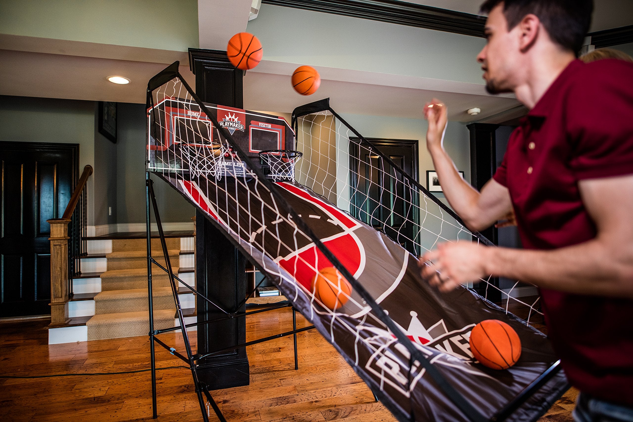 Play Maker TRIUMPH SPORTS USA Double Shootout Basketball Game Includes 4 Game-Ready Basketballs and Air Pump and Needle