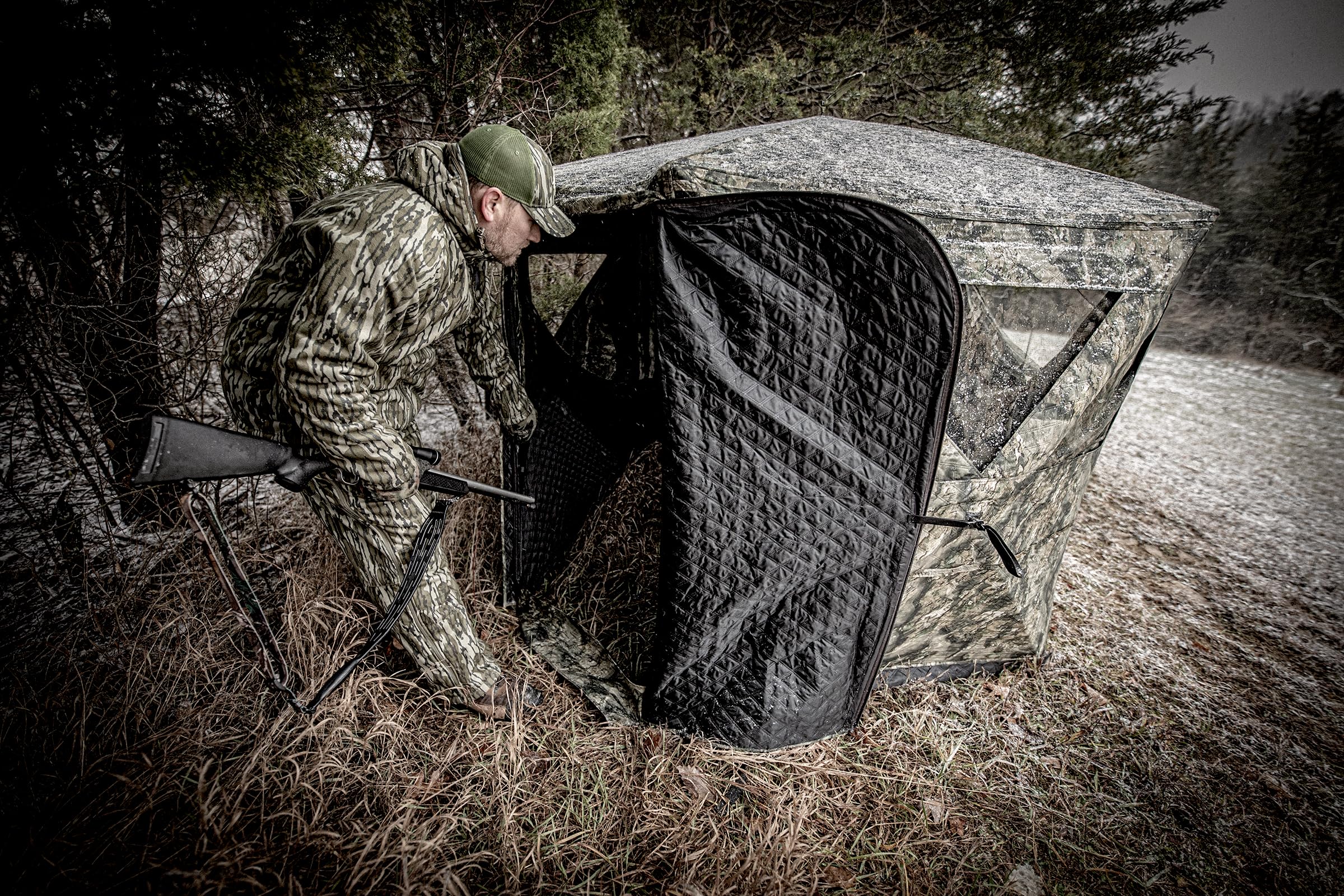 Pro Series Ameristep Thermal Hub Blind | 4 Person Insulated Hunting Blind Designed for Cold Weather in Mossy Oak Elements Terra, AMEBF1009, One Size