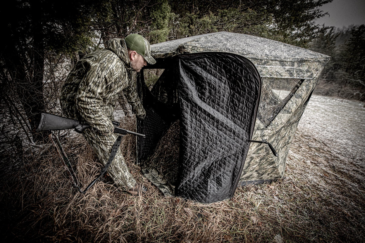 Pro Series Ameristep Thermal Hub Blind | 4 Person Insulated Hunting Blind Designed for Cold Weather in Mossy Oak Elements Terra, AMEBF1009, One Size