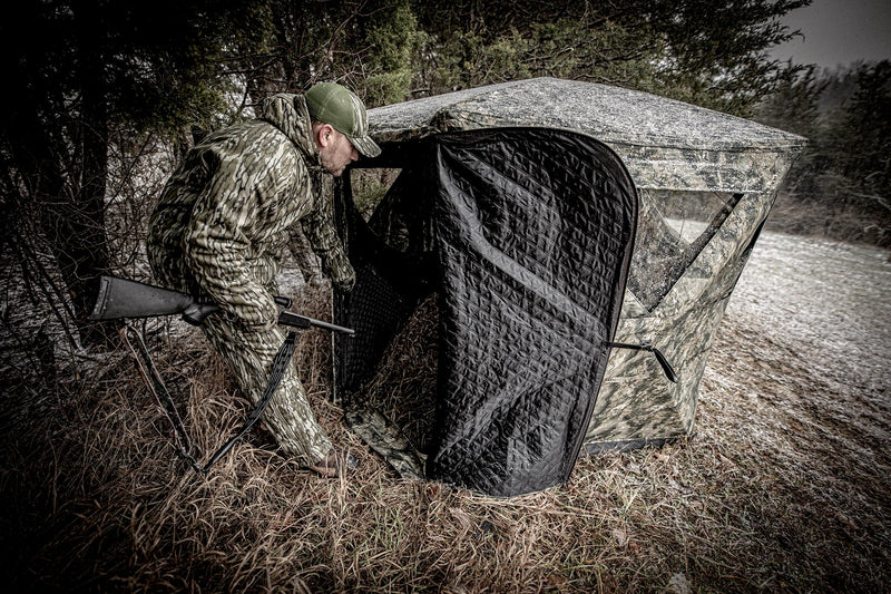 Pro Series Ameristep Thermal Hub Blind | 4 Person Insulated Hunting Blind Designed for Cold Weather in Mossy Oak Elements Terra, AMEBF1009, One Size