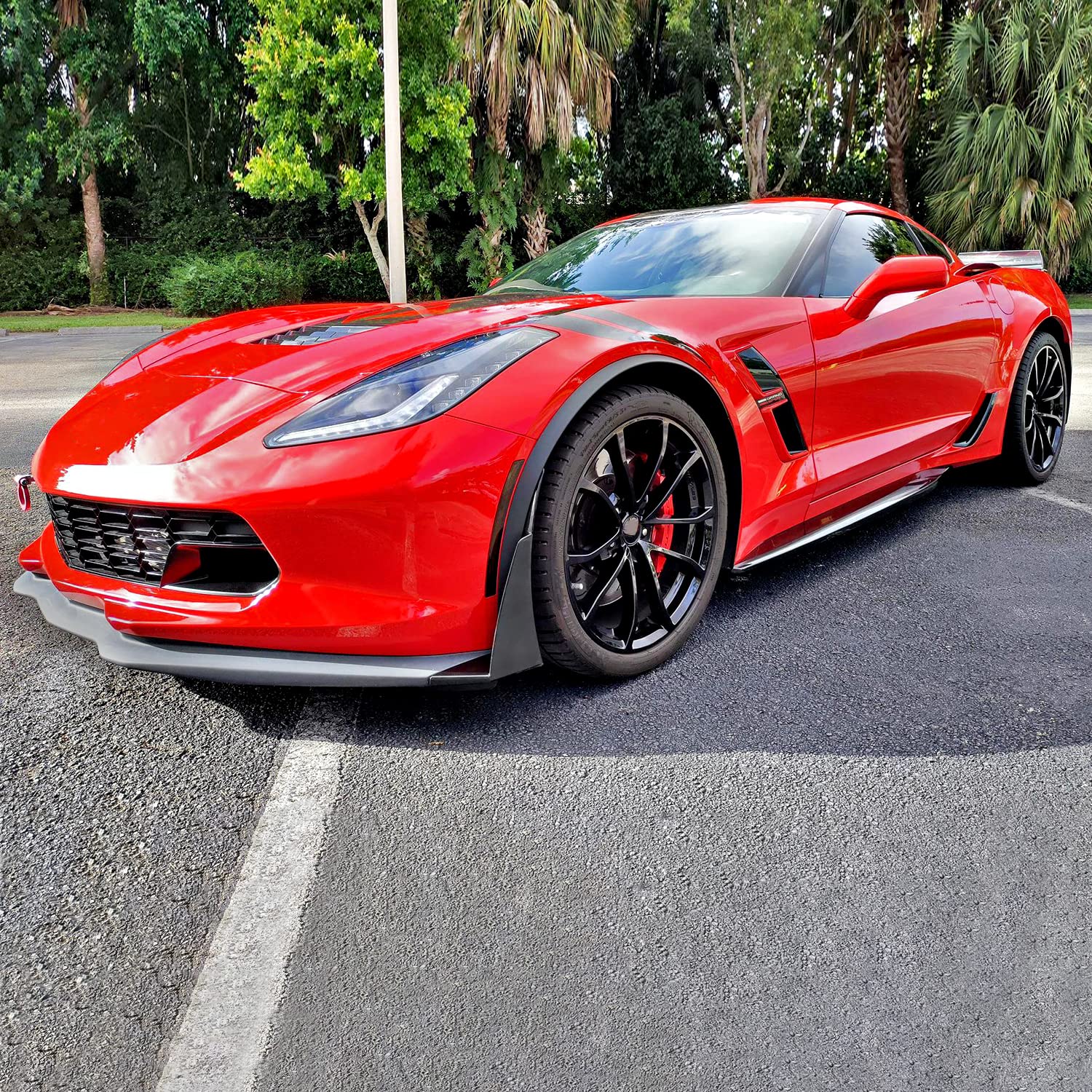 Front Bumper Canards Spec-D Tuning Black 2PC Compatible with 2014-2019 Chevy Corvette C7