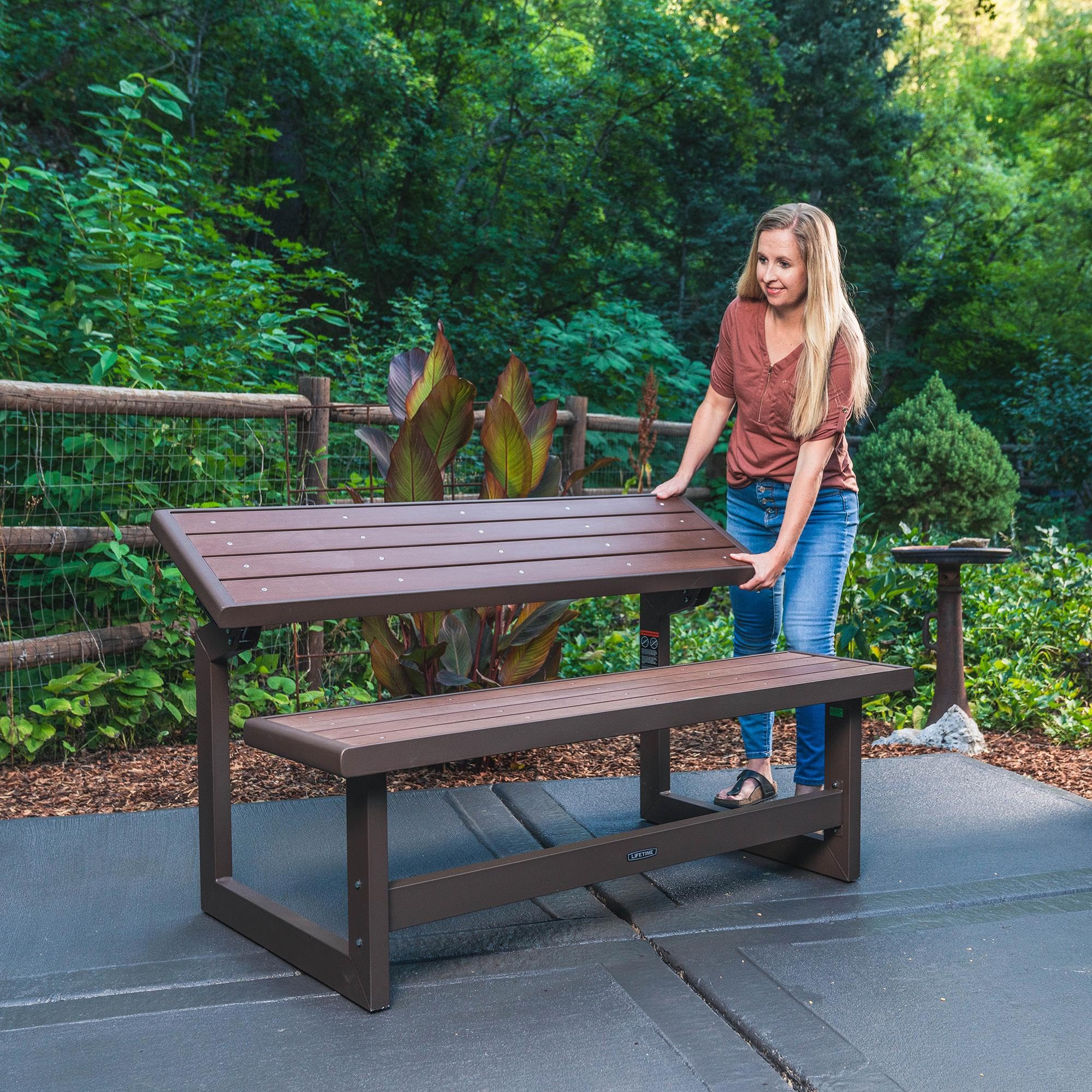 Outdoor LIFETIME 60139 Convertible Bench, 55 Inch, Mocha Brown