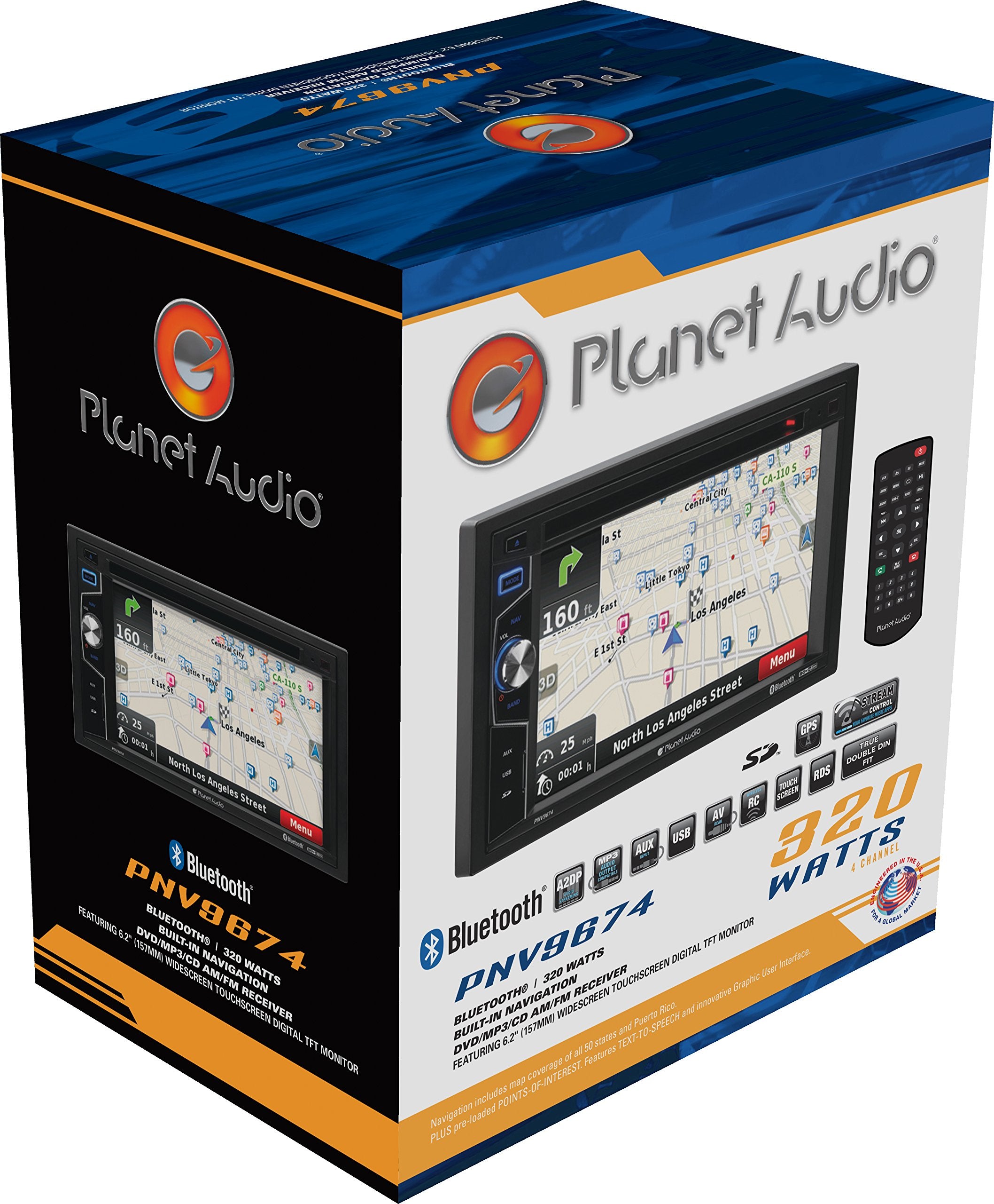Car Stereo Planet Audio PNV9674 – Built-in GPS Navigation, Double Din, 6.2 Inch Touchscreen, Bluetooth, CD DVD Player, Radio Receiver, USB, SD
